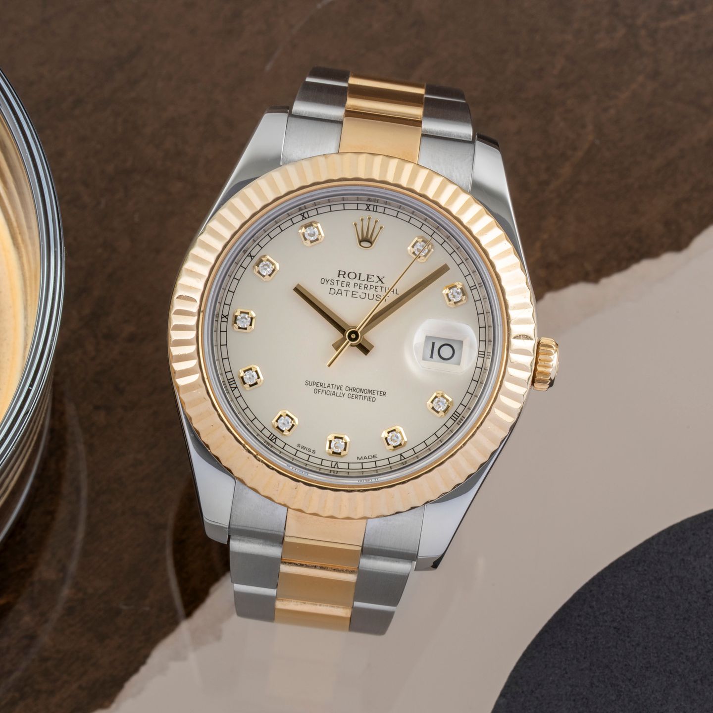 Rolex Datejust II 116333 (Unknown (random serial)) - Silver dial 41 mm Gold/Steel case (1/8)