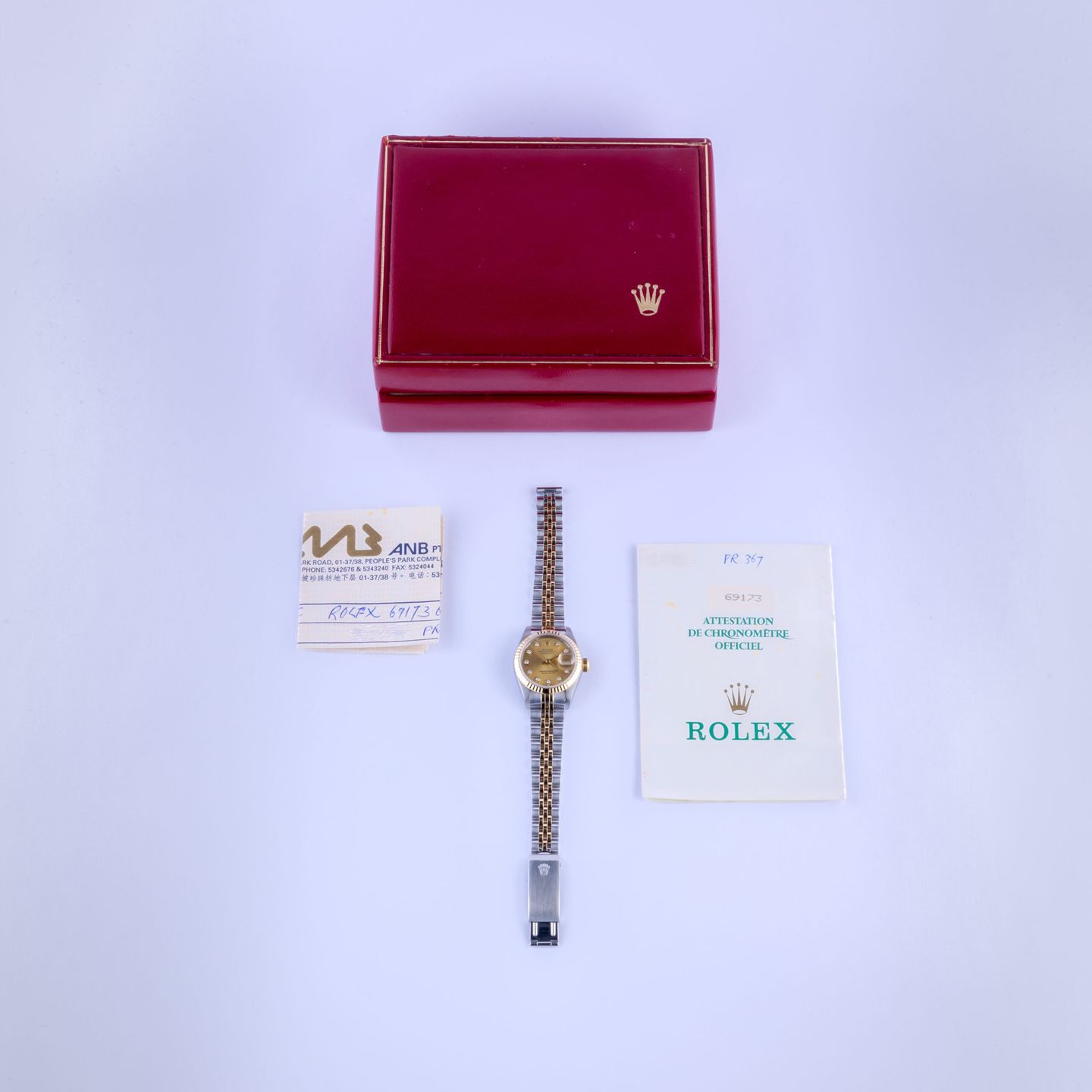 Rolex Lady-Datejust 69173 (1988) - Champagne wijzerplaat 26mm Goud/Staal (8/8)