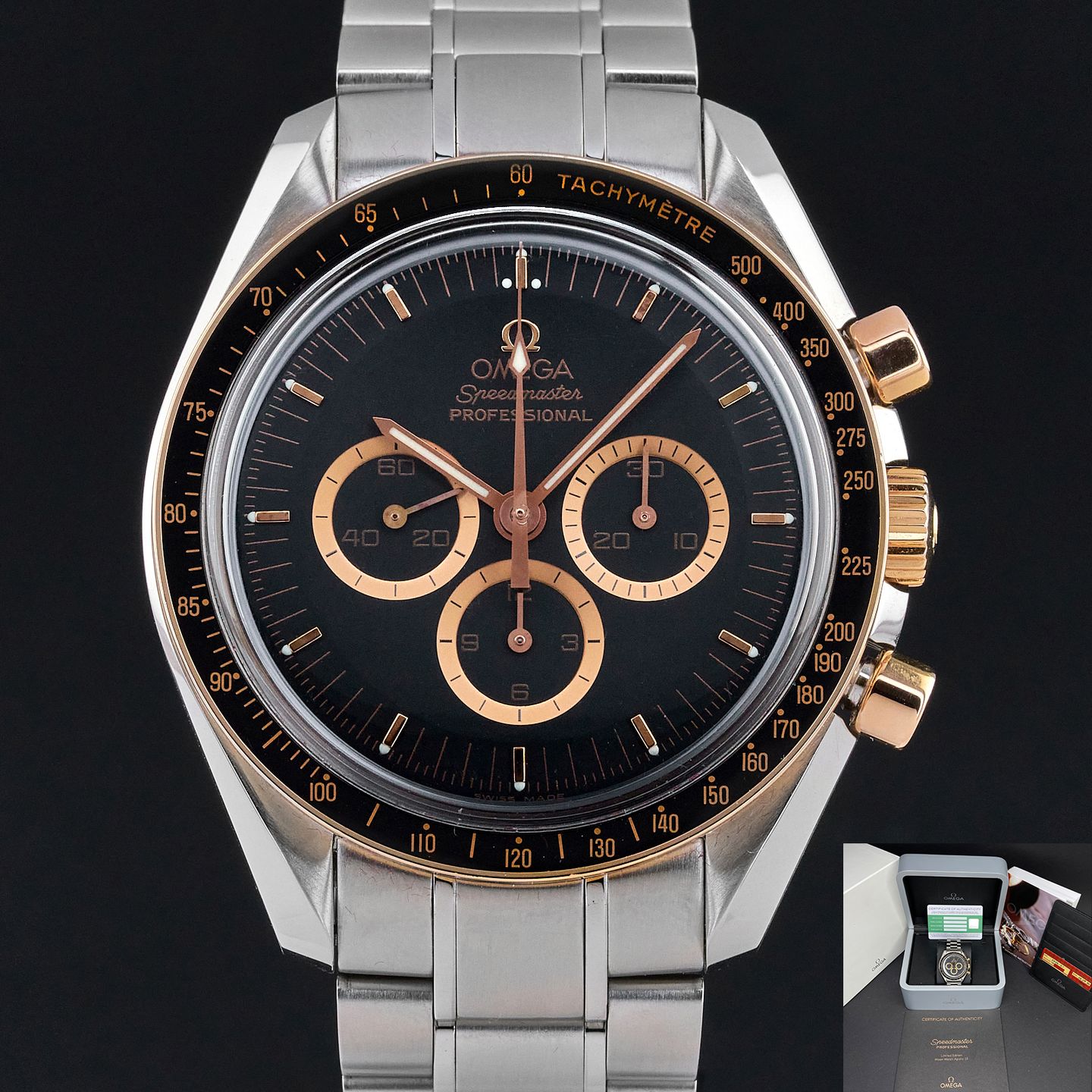 Omega Speedmaster Professional Moonwatch 3366.51.00 (2006) - Zwart wijzerplaat 42mm Goud/Staal (1/7)