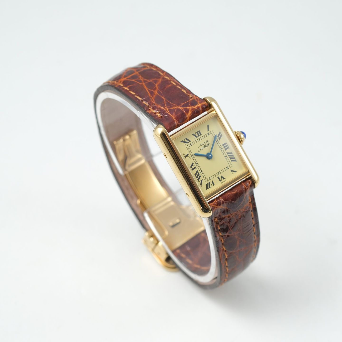 Cartier Tank 1613 (1990) - Champagne dial 28 mm Silver case (4/4)