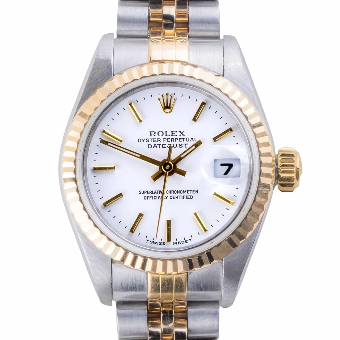 Rolex Lady-Datejust 69173 (1997) - White dial 26 mm Gold/Steel case (3/8)