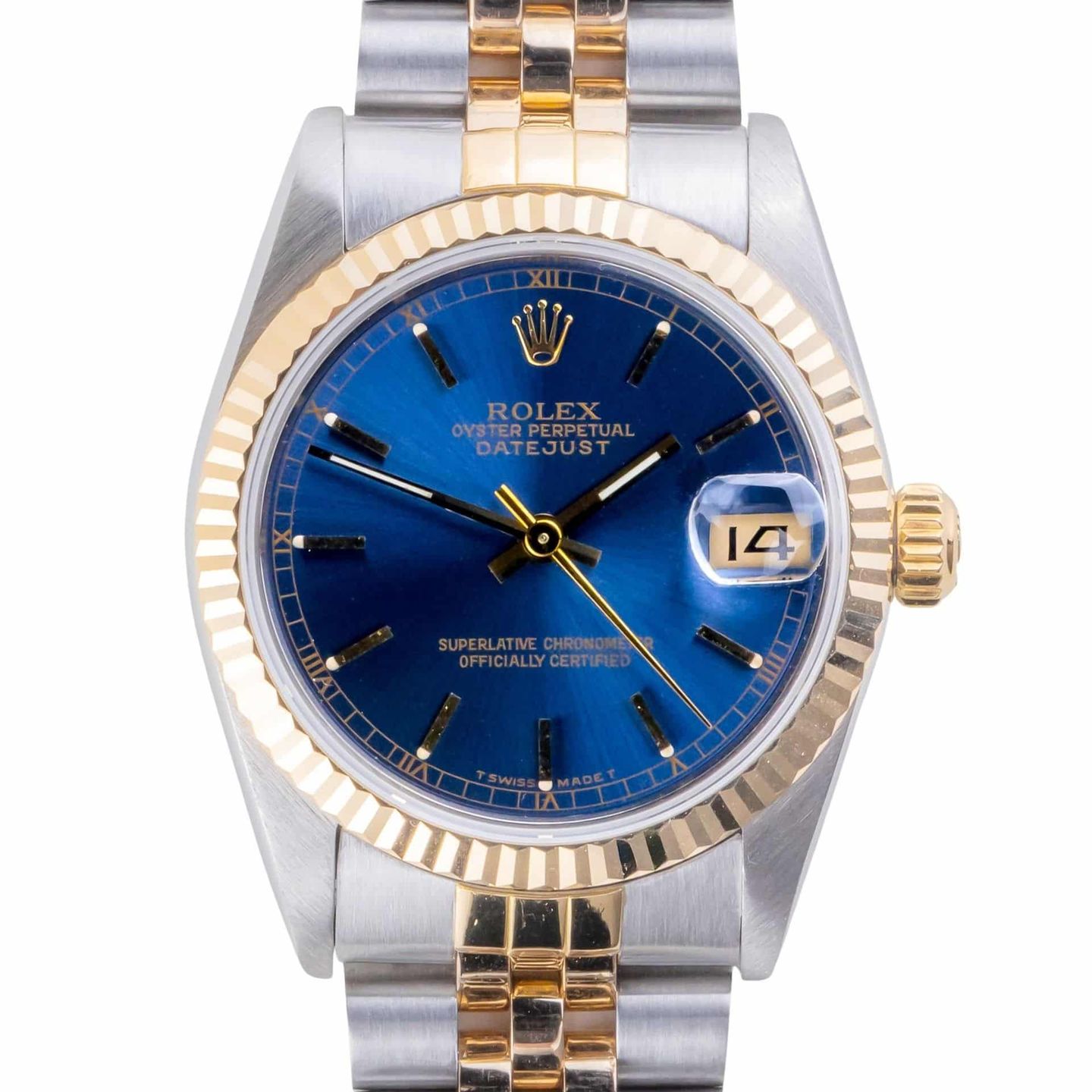 Rolex Datejust 31 68273 (1989) - Blue dial 31 mm Gold/Steel case (3/8)