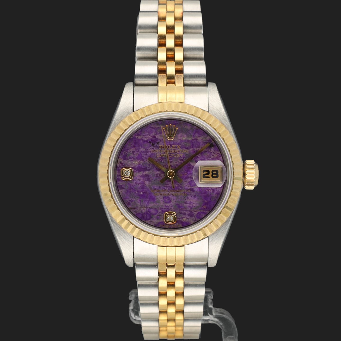 Rolex Lady-Datejust 69173 (1999) - Purple dial 26 mm Gold/Steel case (3/8)