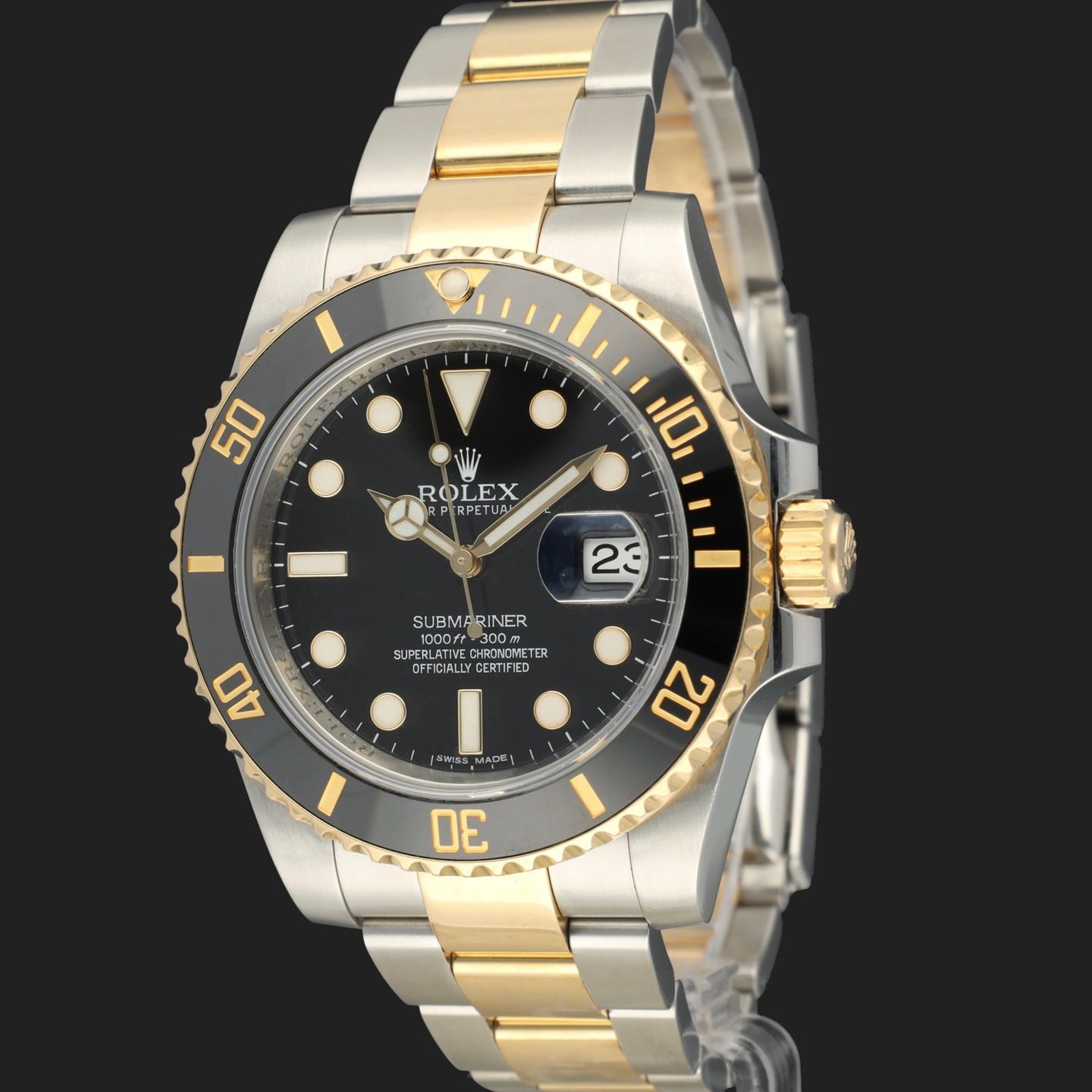 Rolex Submariner Date 116613LN (2014) - Black dial 40 mm Gold/Steel case (1/8)