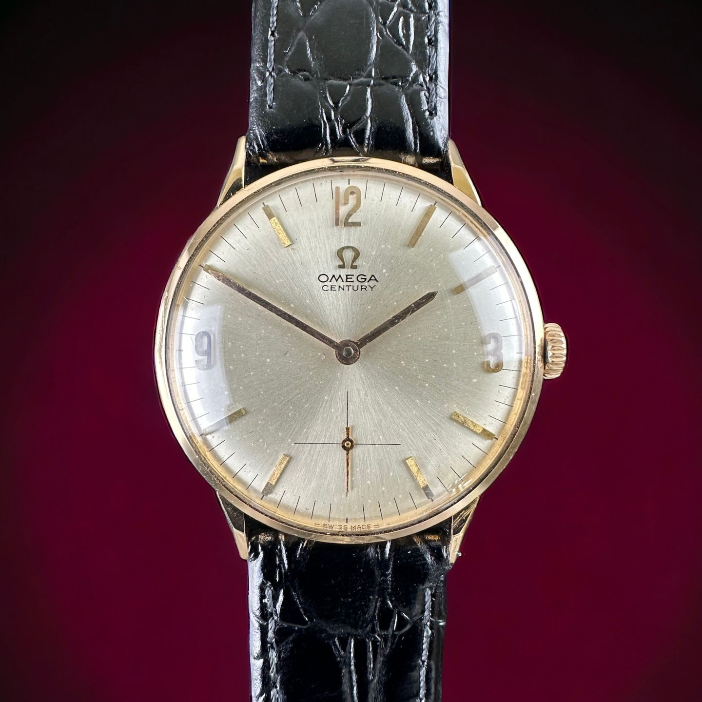 Omega Vintage 121.003 (1964) - White dial 34 mm Rose Gold case (1/8)