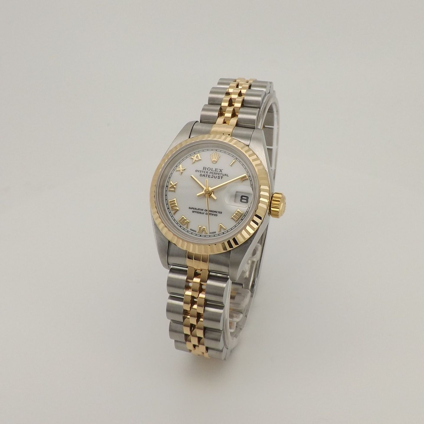 Rolex Lady-Datejust 79173 (2002) - Wit wijzerplaat 26mm Goud/Staal (1/8)