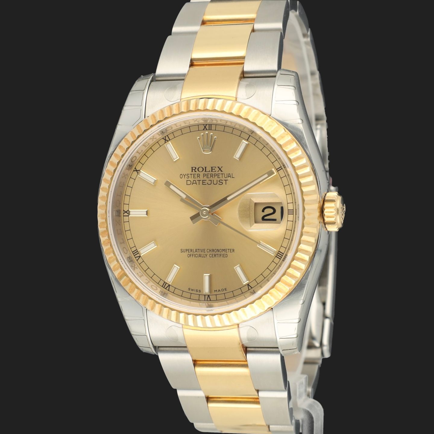 Rolex Datejust 36 116233 (2011) - Champagne dial 36 mm Gold/Steel case (1/8)