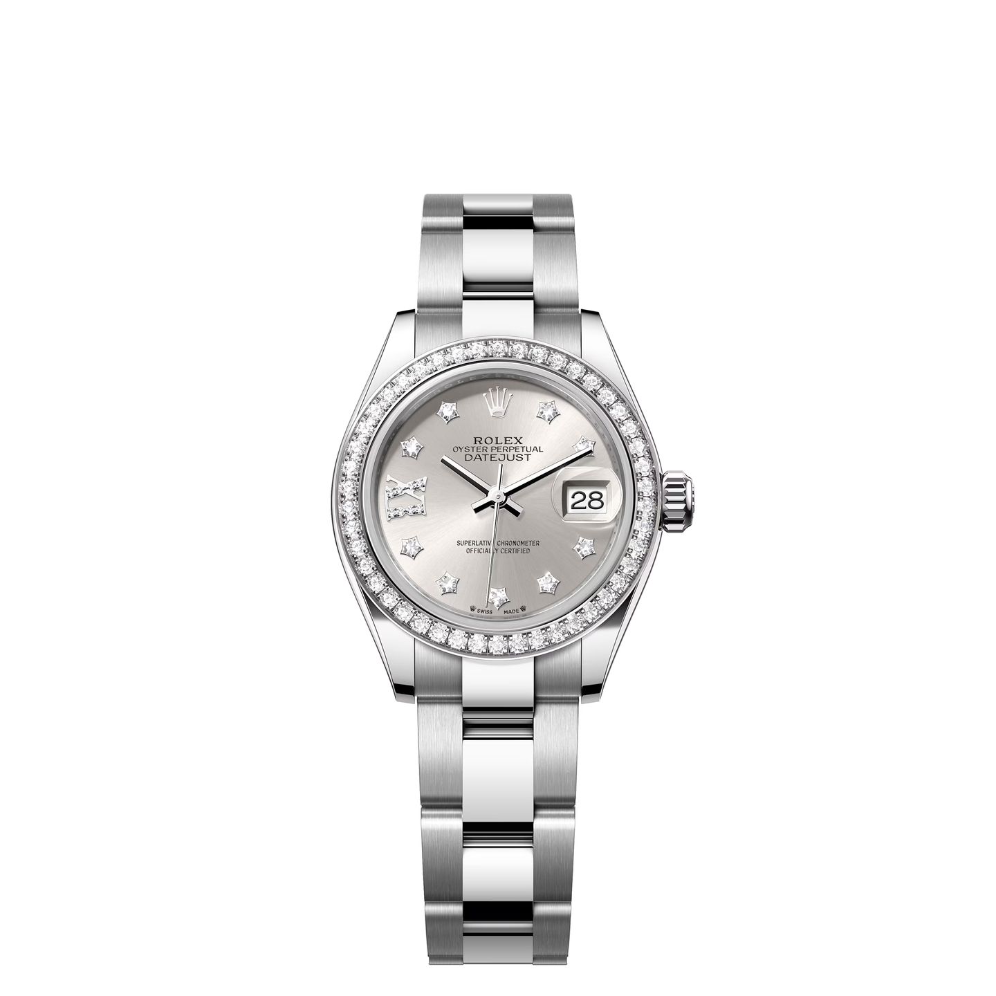 Rolex Lady-Datejust 279384RBR (2024) - Zilver wijzerplaat 28mm Staal (1/1)