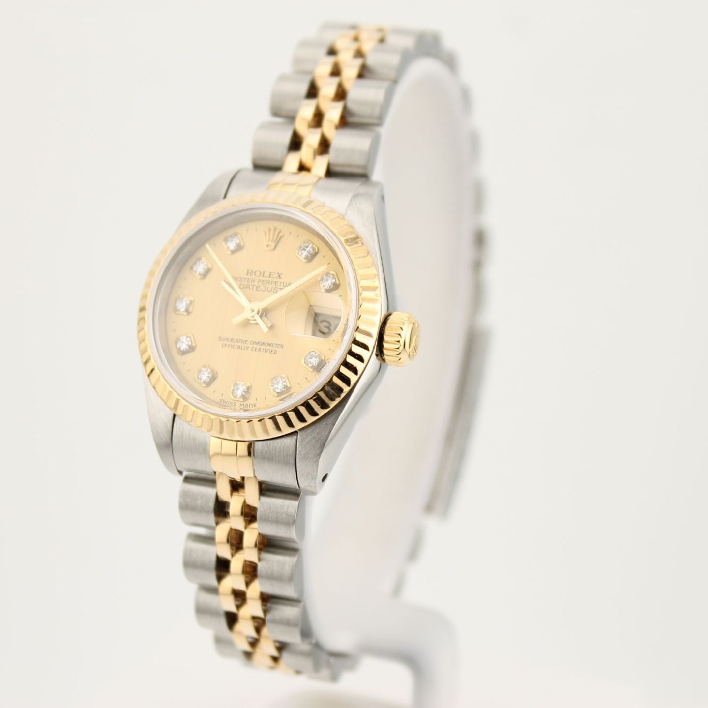 Rolex Lady-Datejust 69173 (1993) - Yellow dial 26 mm Gold/Steel case (2/8)