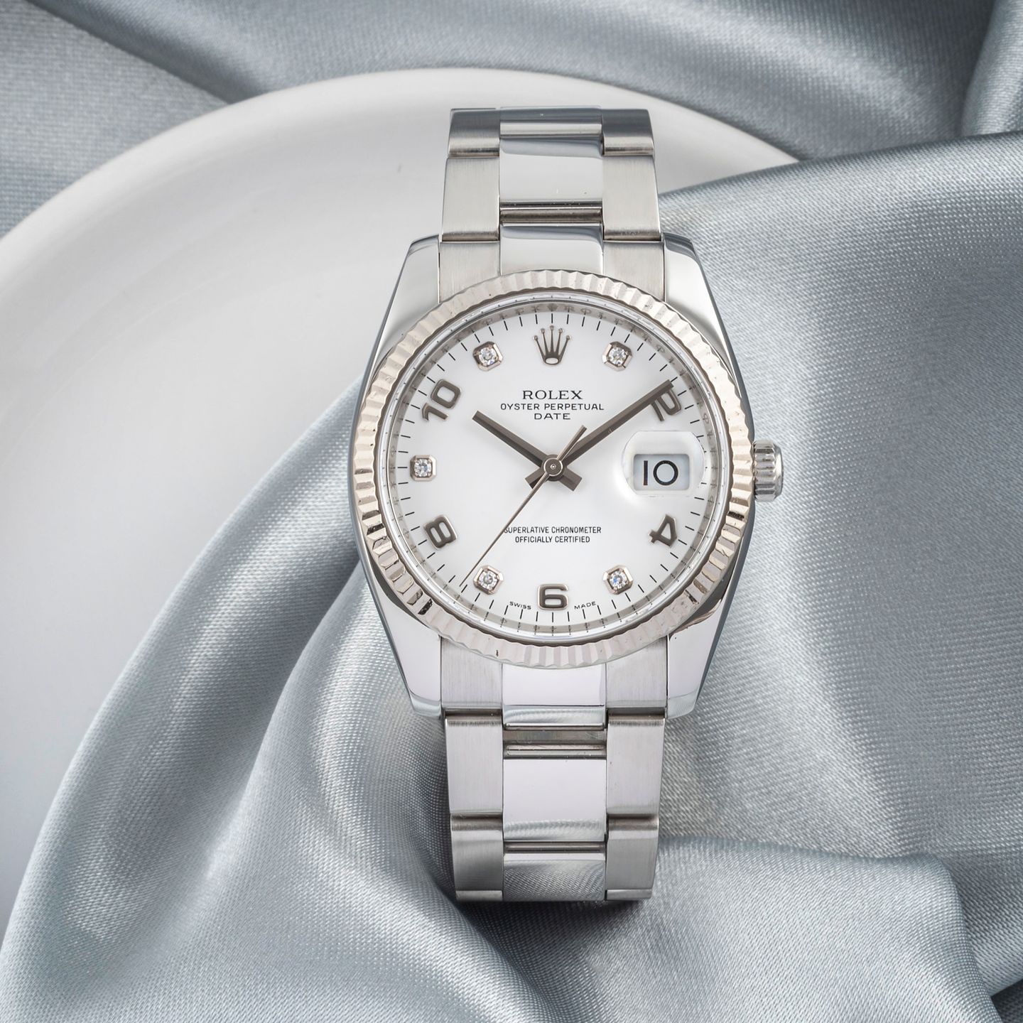 Rolex Oyster Perpetual Date 115234 (2007) - 34mm Staal (1/8)