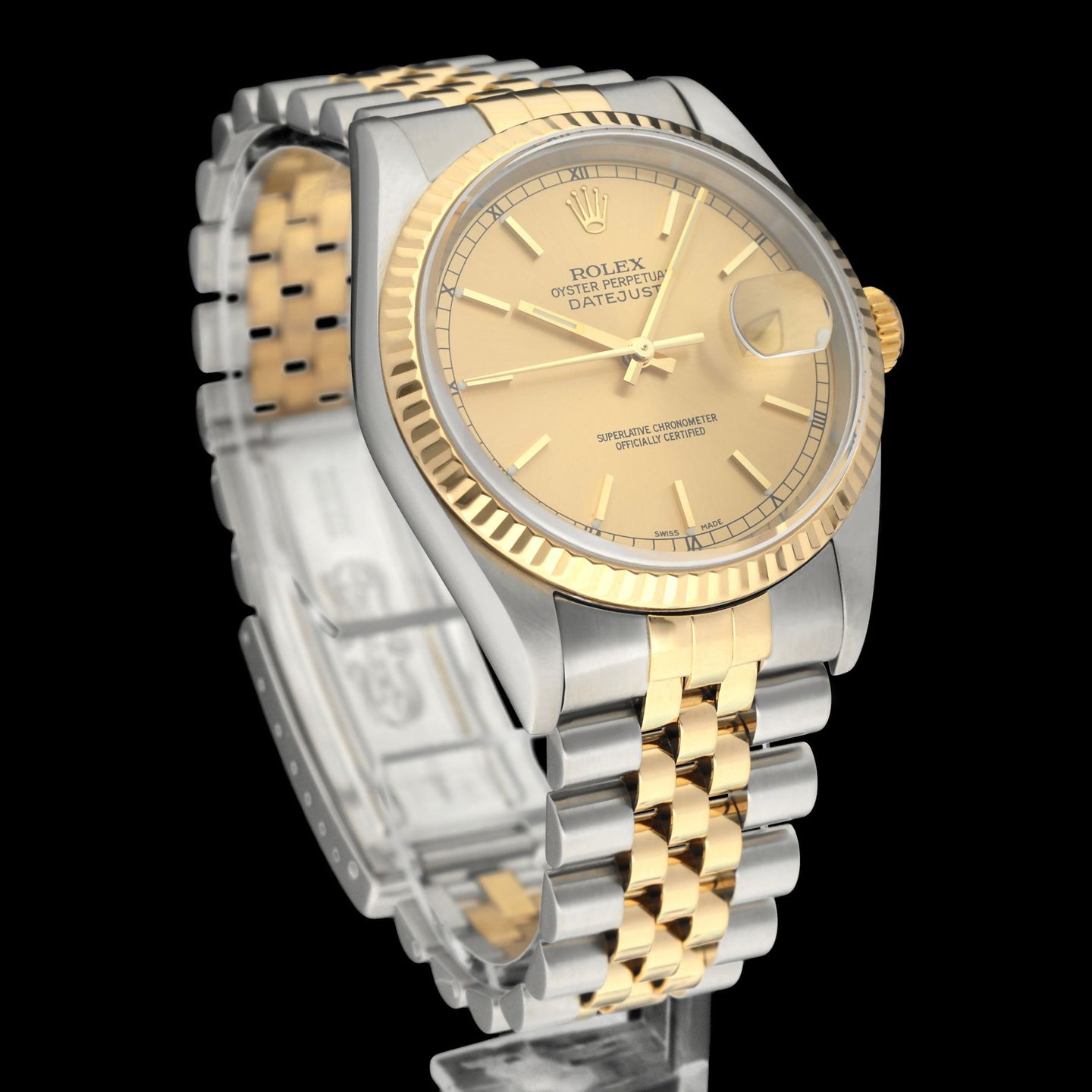 Rolex Datejust 36 16233 (2001) - Champagne wijzerplaat 36mm Goud/Staal (4/8)