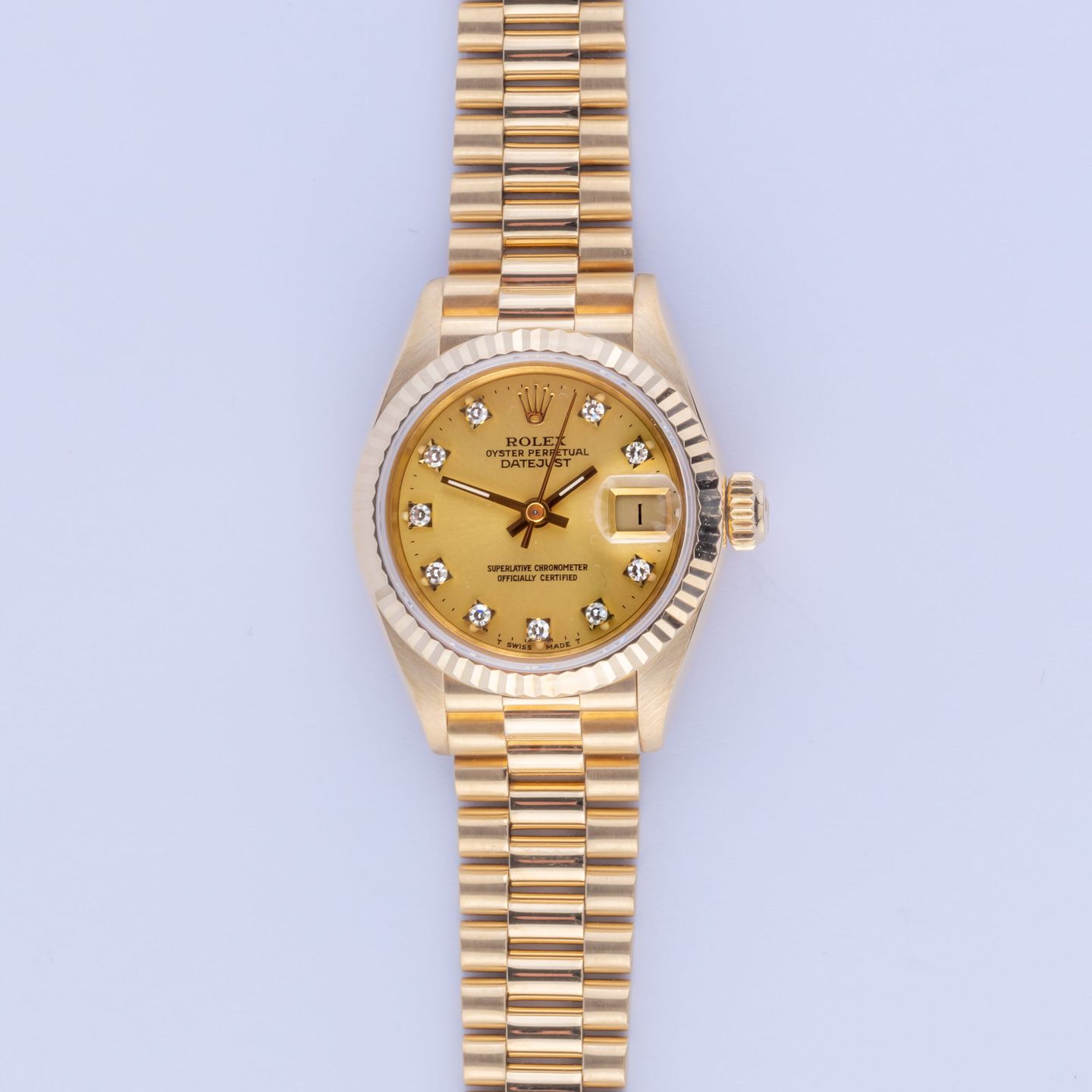 Rolex Lady-Datejust 69178 (1987) - Champagne wijzerplaat 26mm Geelgoud (3/8)