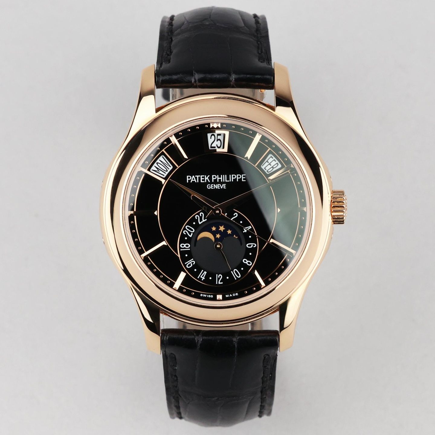 Patek Philippe Annual Calendar 5205R (2016) - Zwart wijzerplaat 41mm Roségoud (1/8)