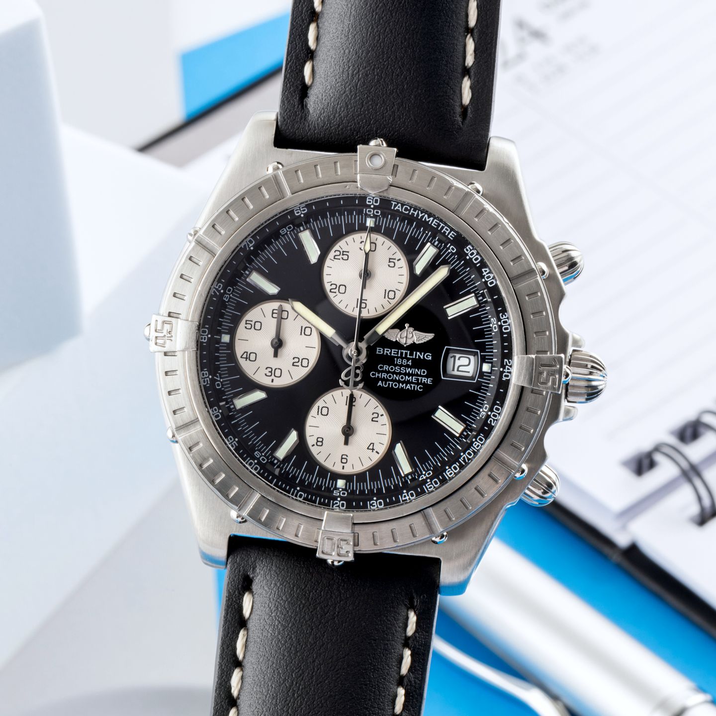 Breitling Crosswind Racing A13355 (2002) - Zwart wijzerplaat 43mm Staal (3/8)