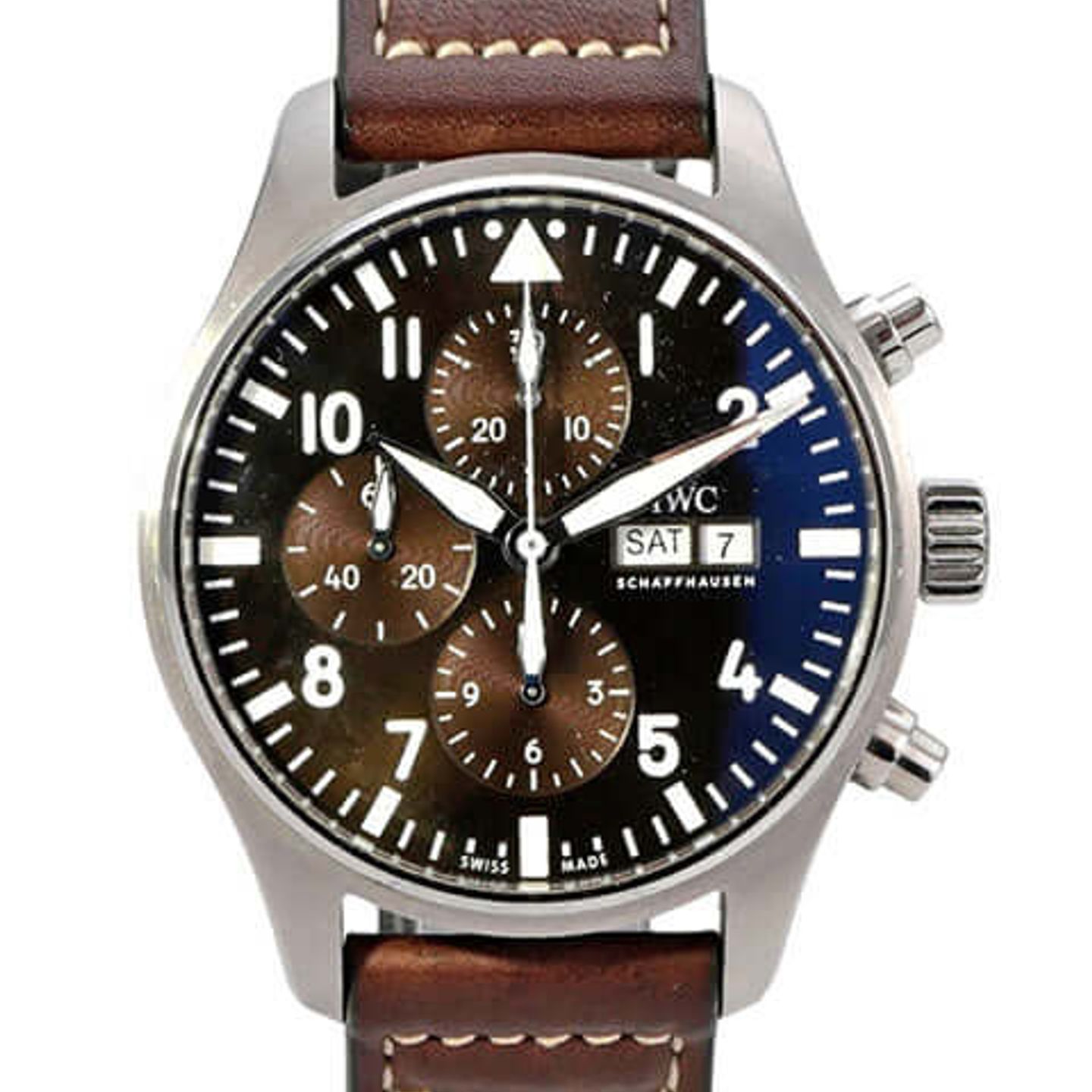 IWC Pilot Chronograph IW377713 (2023) - Brown dial 43 mm Steel case (1/8)