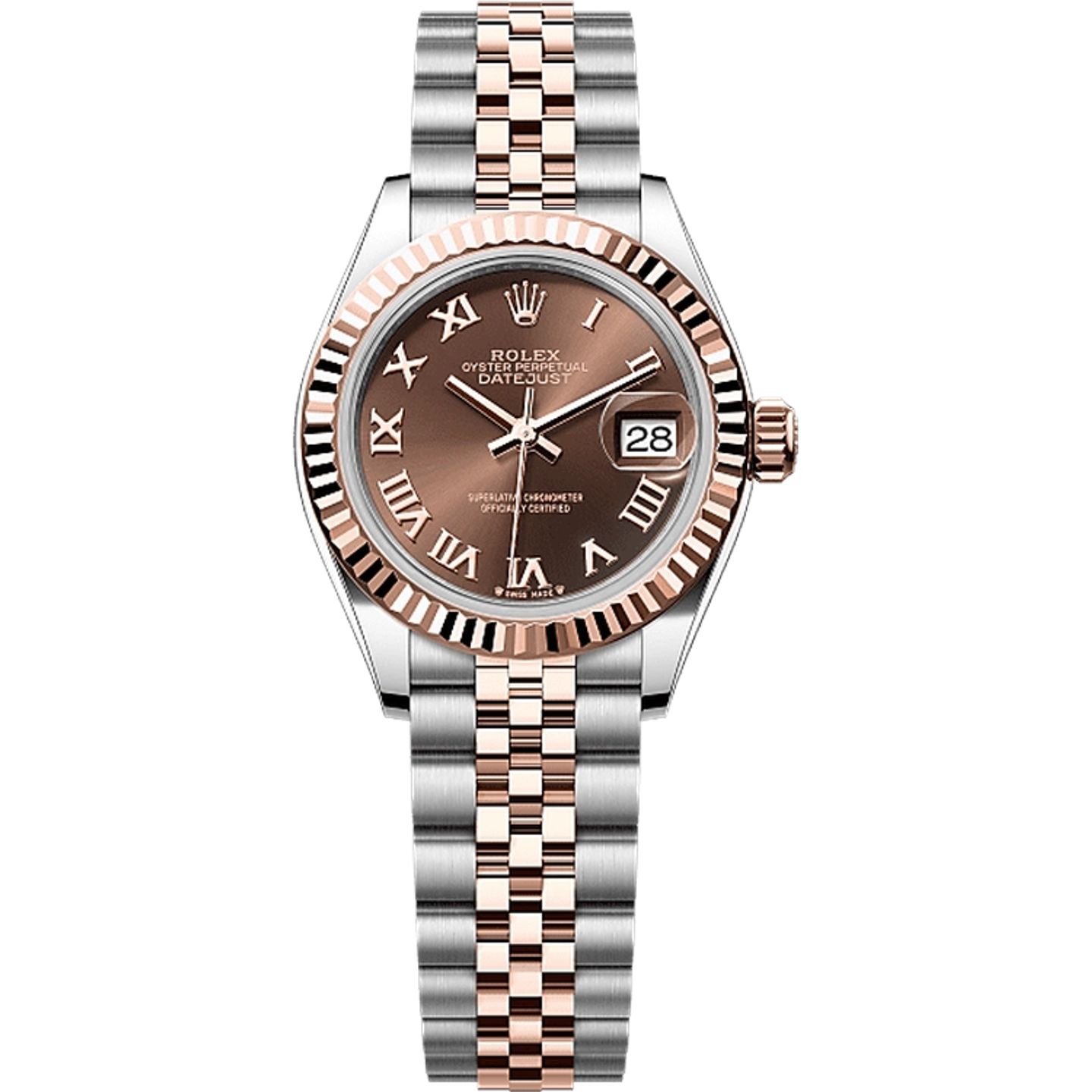 Rolex Lady-Datejust 279171 (2025) - Bruin wijzerplaat 28mm Staal (1/1)