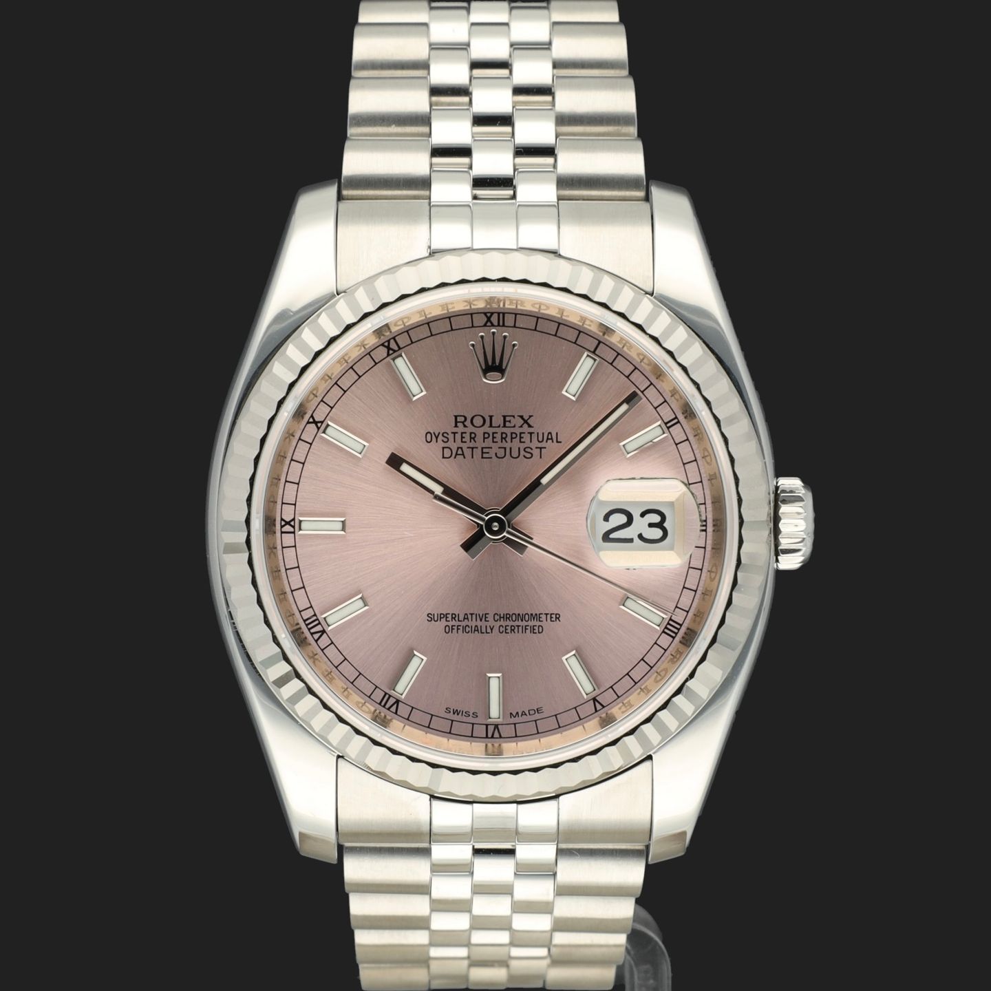 Rolex Datejust 36 116234 (2010) - Pink dial 36 mm Steel case (3/8)