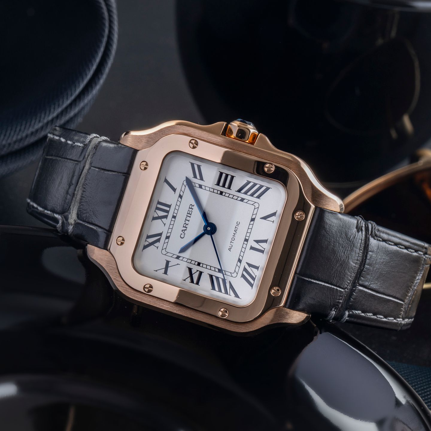 Cartier Santos WGSA0028 (2021) - Silver dial 35 mm Rose Gold case (2/8)