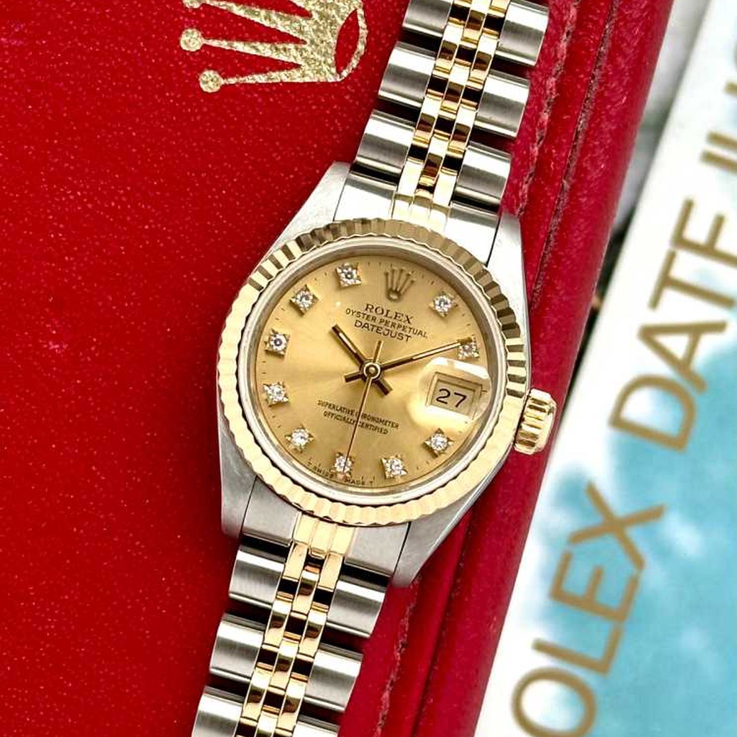 Rolex Lady-Datejust 69173G (1989) - Gold dial 26 mm Gold/Steel case (1/8)