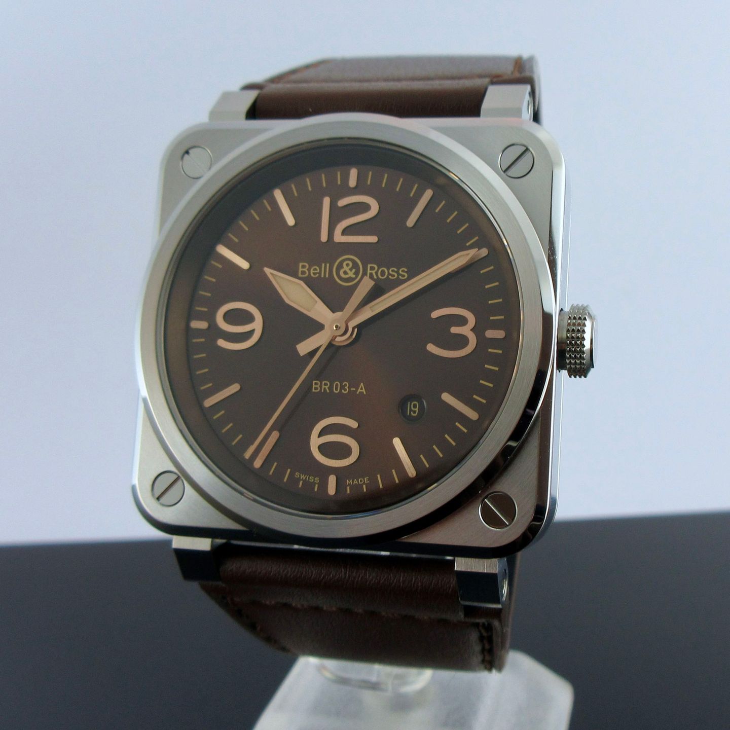 Bell & Ross BR 03 BR03A-GH-ST/SCA (2024) - Brown dial 42 mm Steel case (1/8)