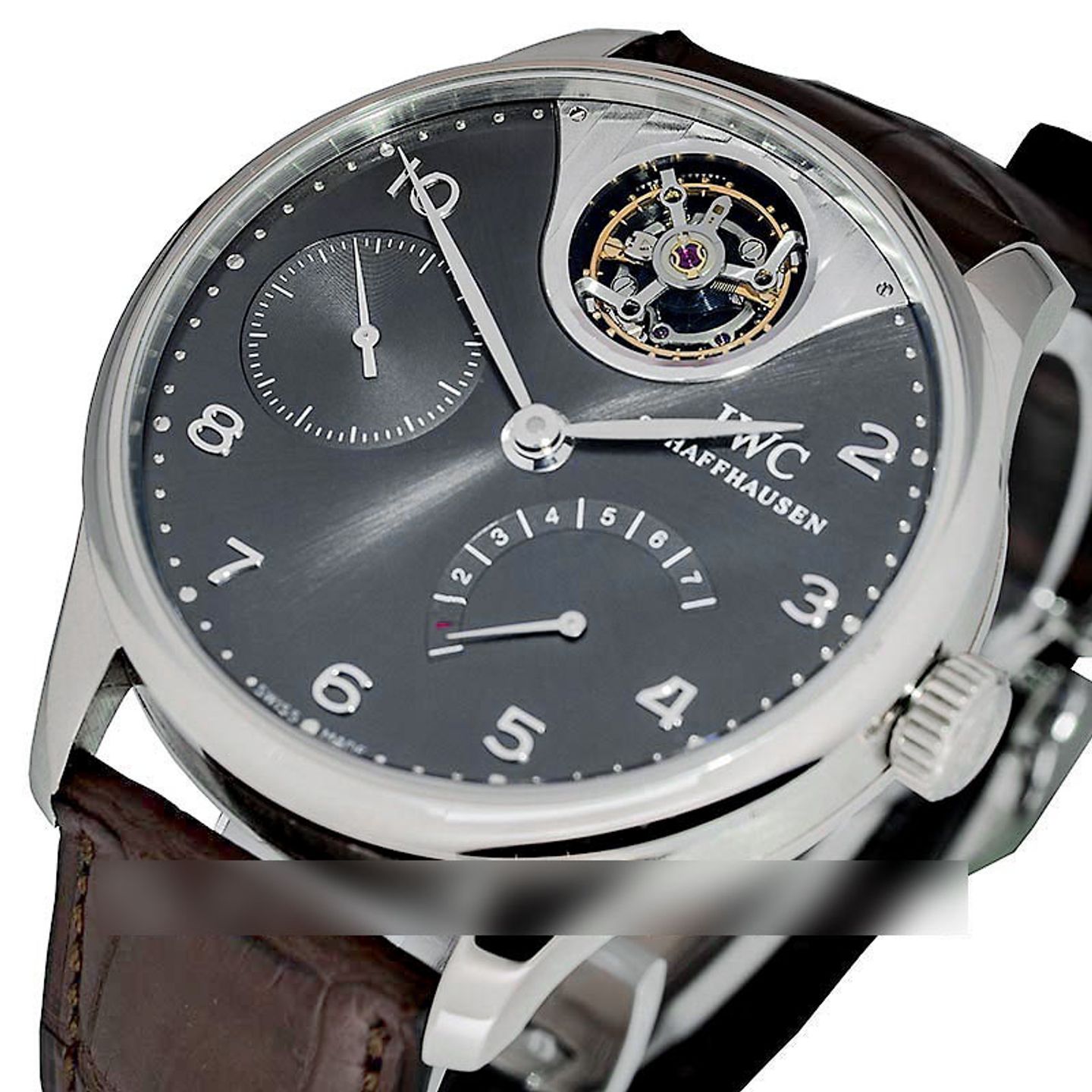 IWC Portuguese Tourbillon IW504207 (Unknown (random serial)) - Grey dial 44 mm White Gold case (2/5)