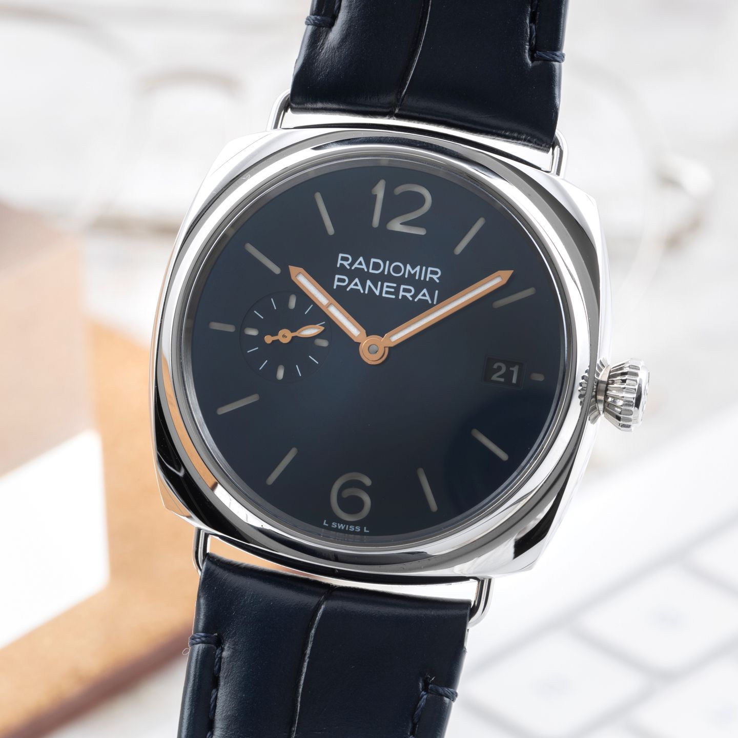 Panerai Radiomir PAM01293 (Unknown (random serial)) - Blue dial 40 mm Steel case (3/8)