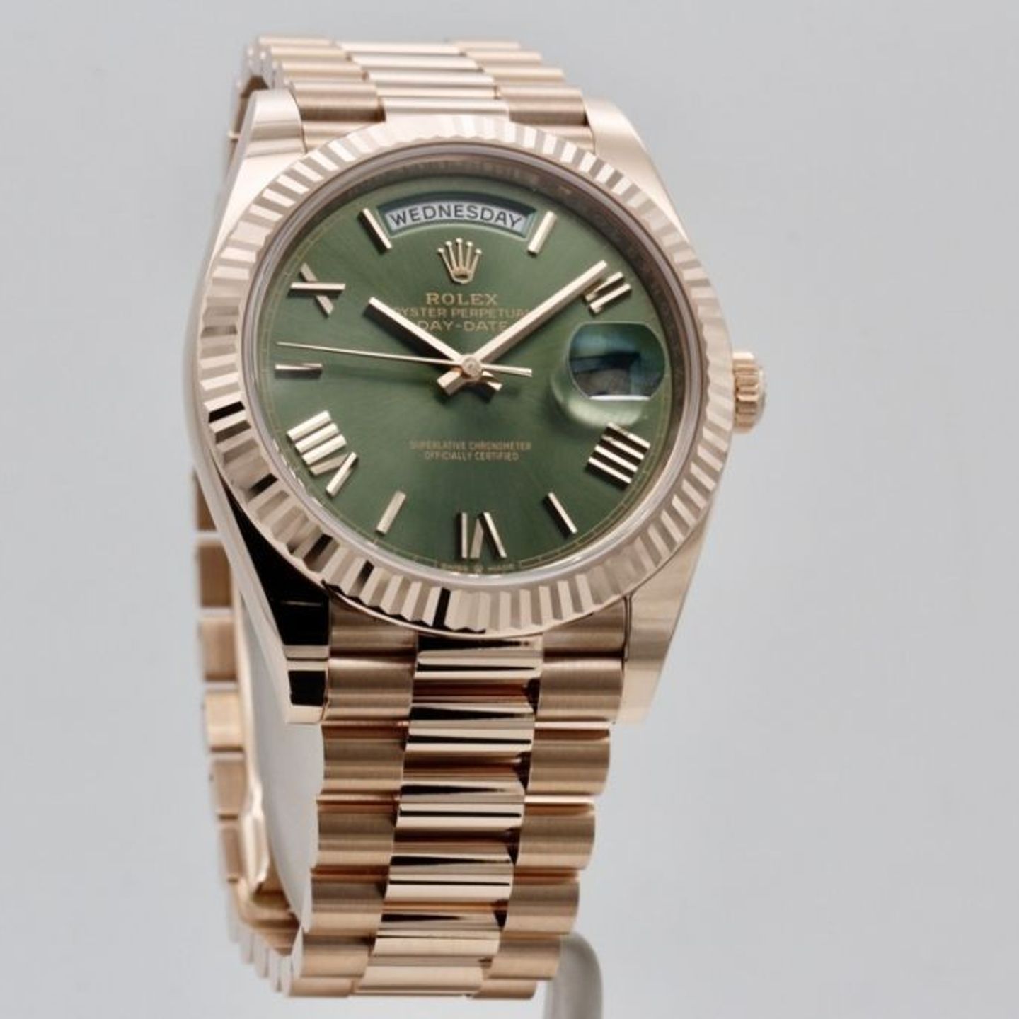 Rolex Day-Date 40 228235 (2020) - Groen wijzerplaat 40mm Roségoud (1/1)