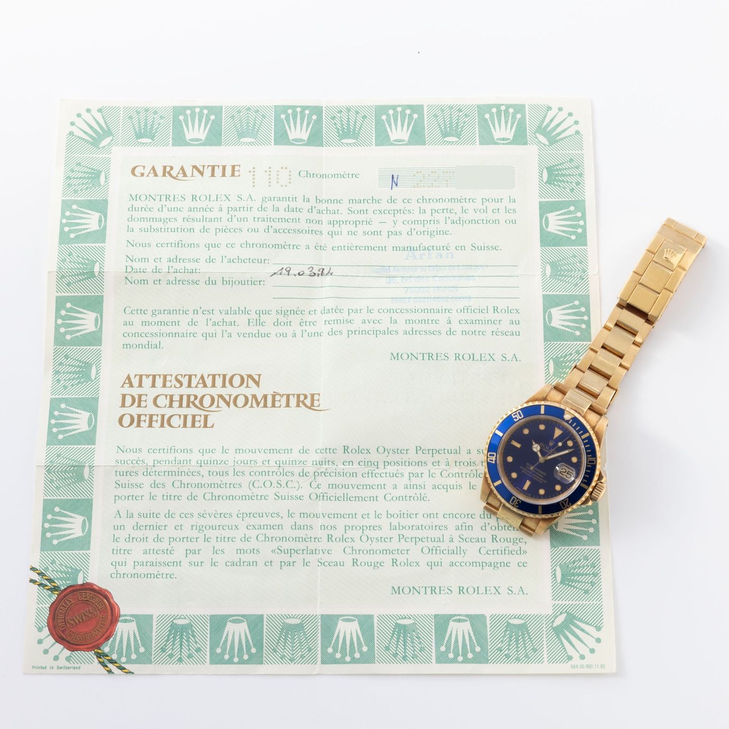 Rolex Submariner Date 16618 (Unknown (random serial)) - 40 mm Yellow Gold case (3/8)