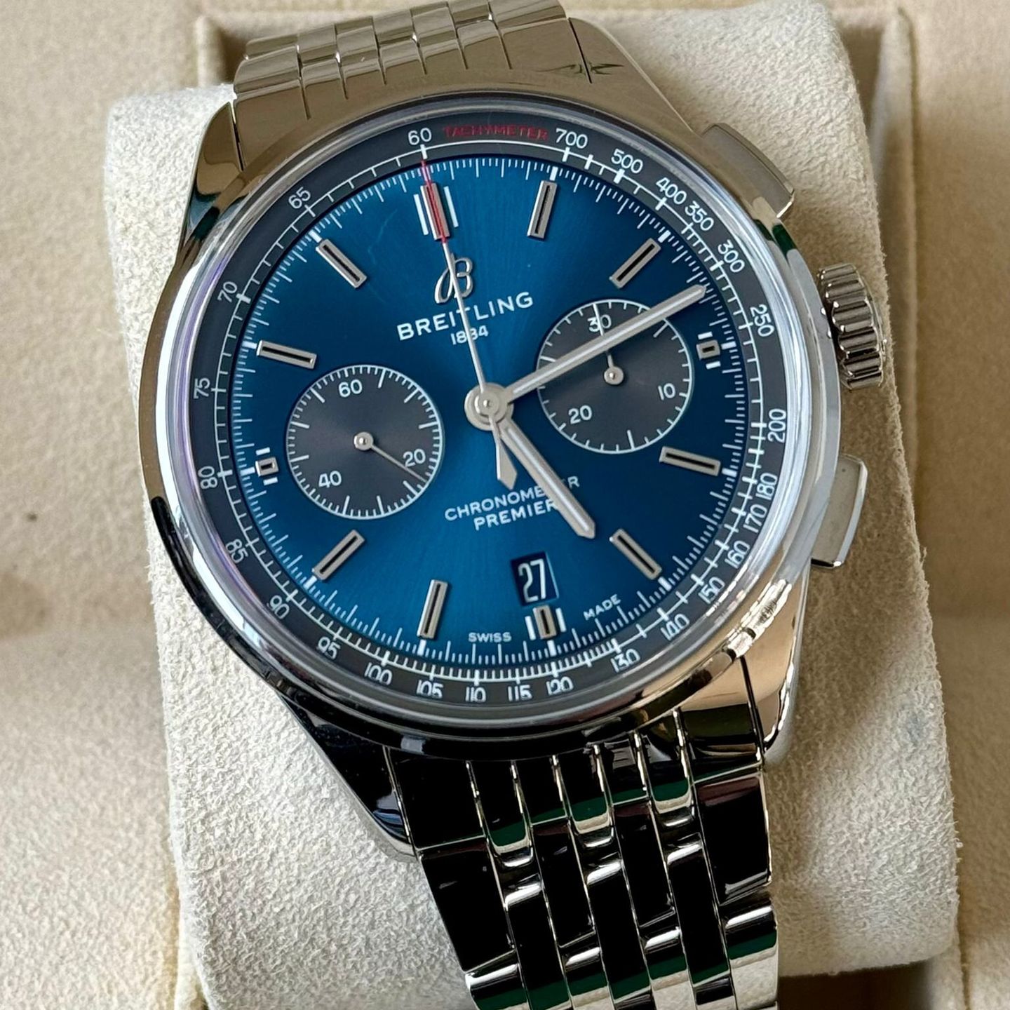 Breitling Premier AB0118A61C1A1 (2024) - Blauw wijzerplaat 42mm Staal (1/7)