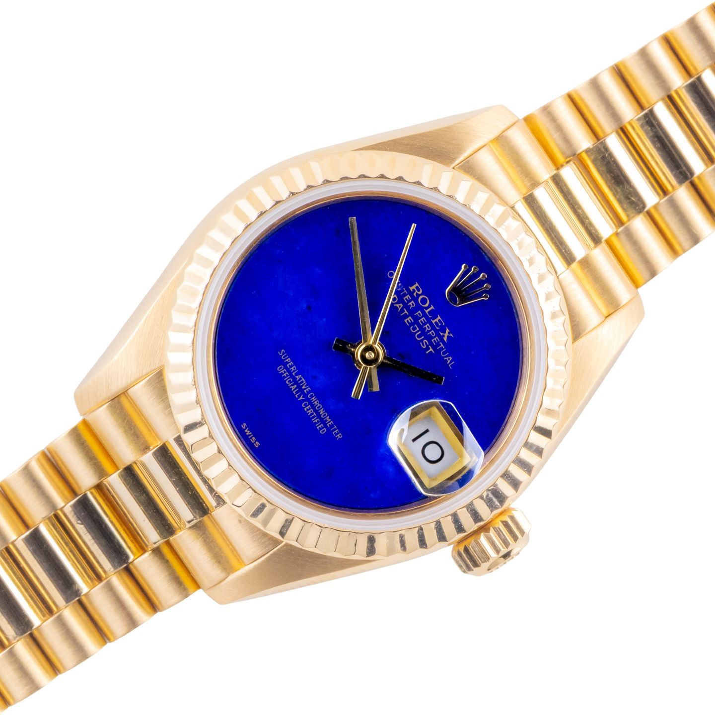 Rolex Lady-Datejust 69178 (1991) - Blue dial 26 mm Yellow Gold case (1/8)