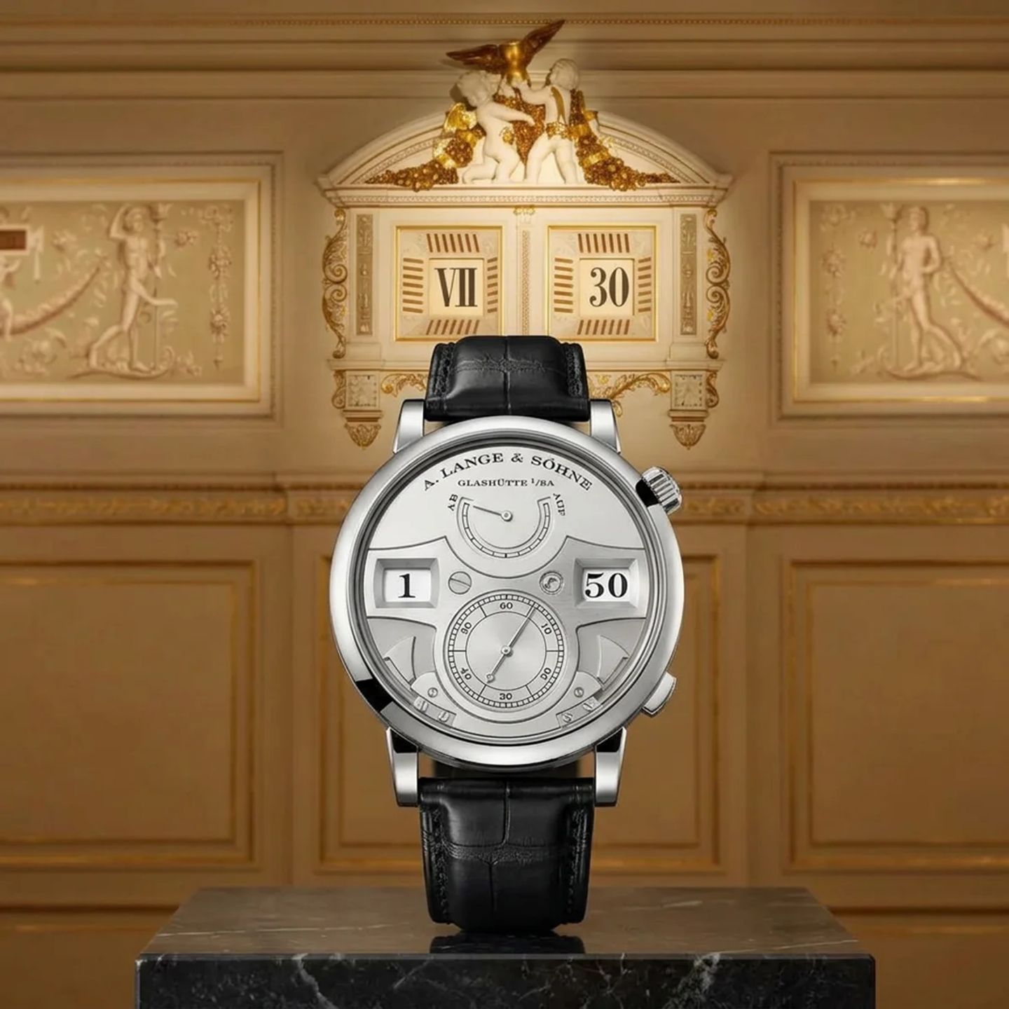 A. Lange & Söhne Zeitwerk 145.025 (2012) - Silver dial 44 mm Platinum case (3/8)