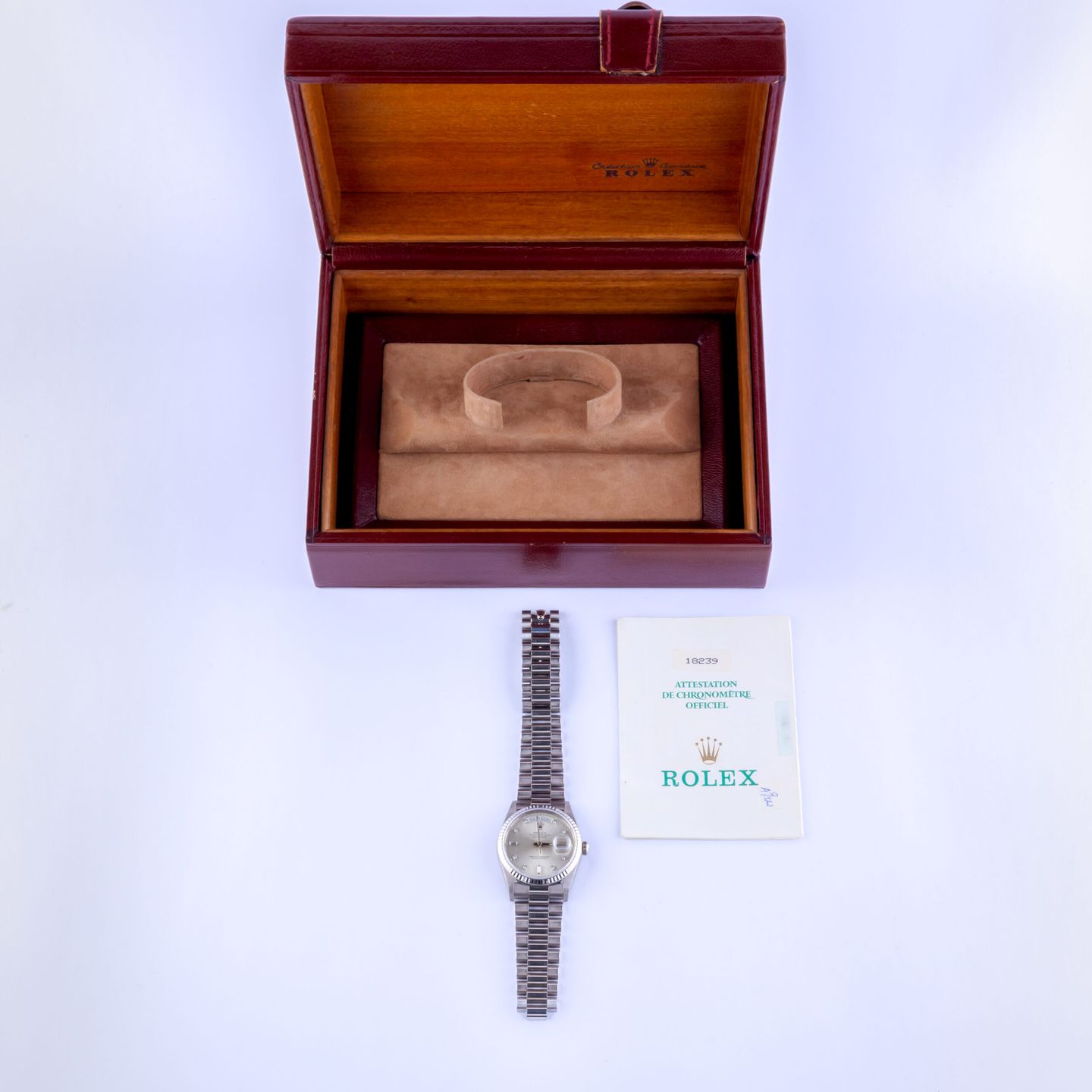 Rolex Day-Date 36 18239 (1986) - Silver dial 36 mm White Gold case (8/8)