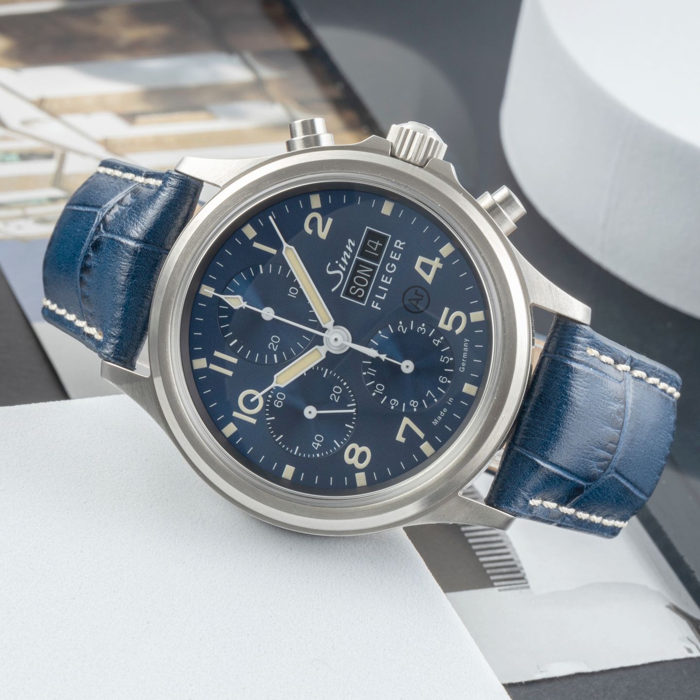 Sinn 358 358.064 (Onbekend (willekeurig serienummer)) - Blauw wijzerplaat 42mm Staal (2/8)