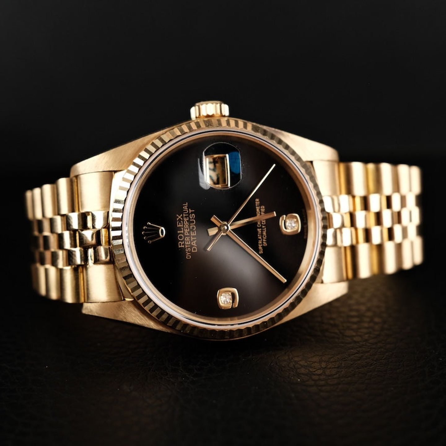 Rolex Datejust 36 16018 (1980) - Black dial 36 mm Yellow Gold case (3/8)