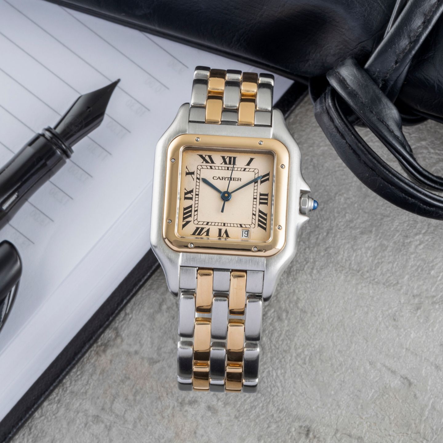 Cartier Panthère 83949 (1990) - Champagne wijzerplaat 27mm Goud/Staal (1/8)