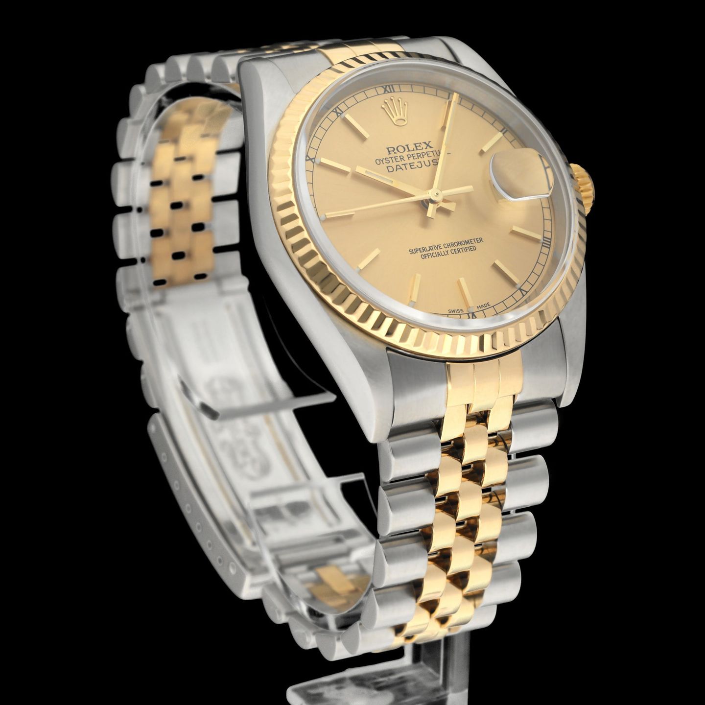 Rolex Datejust 36 16233 (2001) - Champagne wijzerplaat 36mm Goud/Staal (6/8)