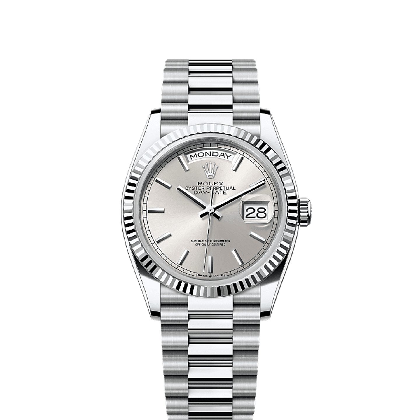 Rolex Day-Date 36 128236 (2024) - Silver dial 36 mm Platinum case (1/1)