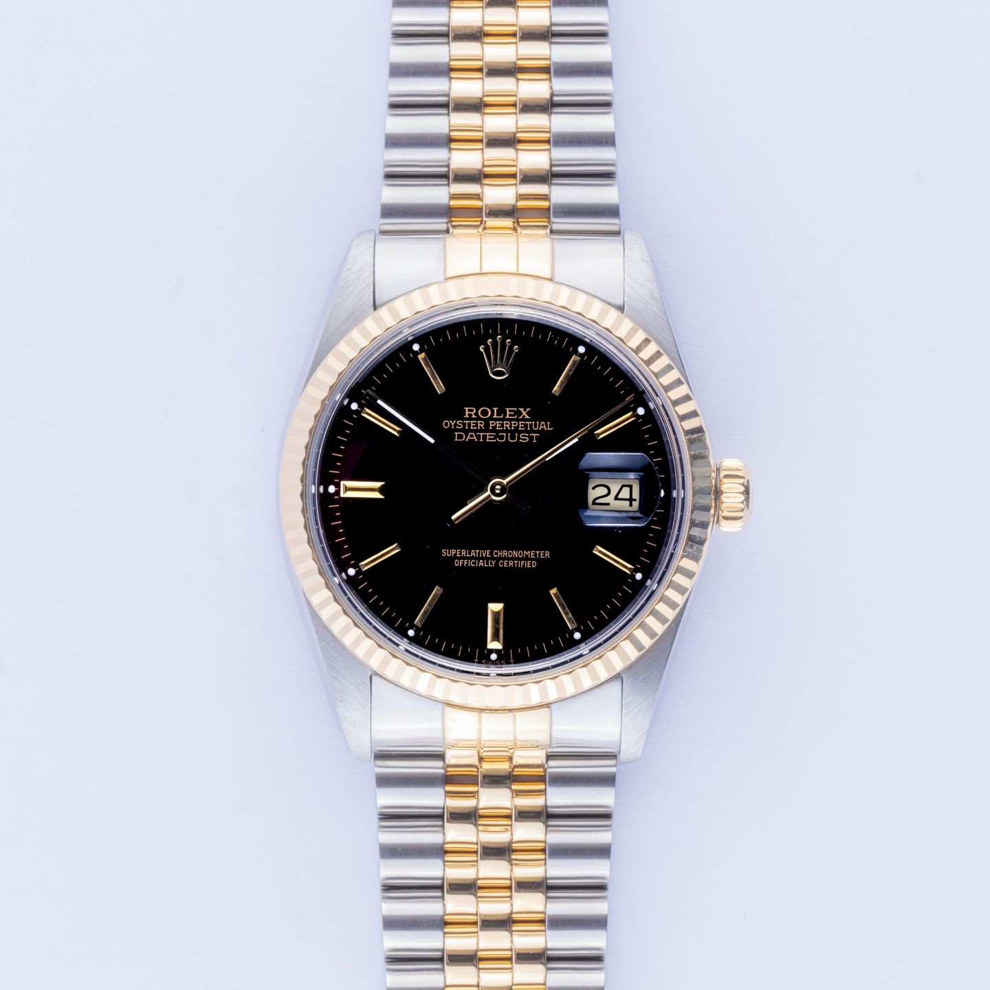 Rolex Datejust 36 16013 (1986) - Zwart wijzerplaat 36mm Goud/Staal (3/8)