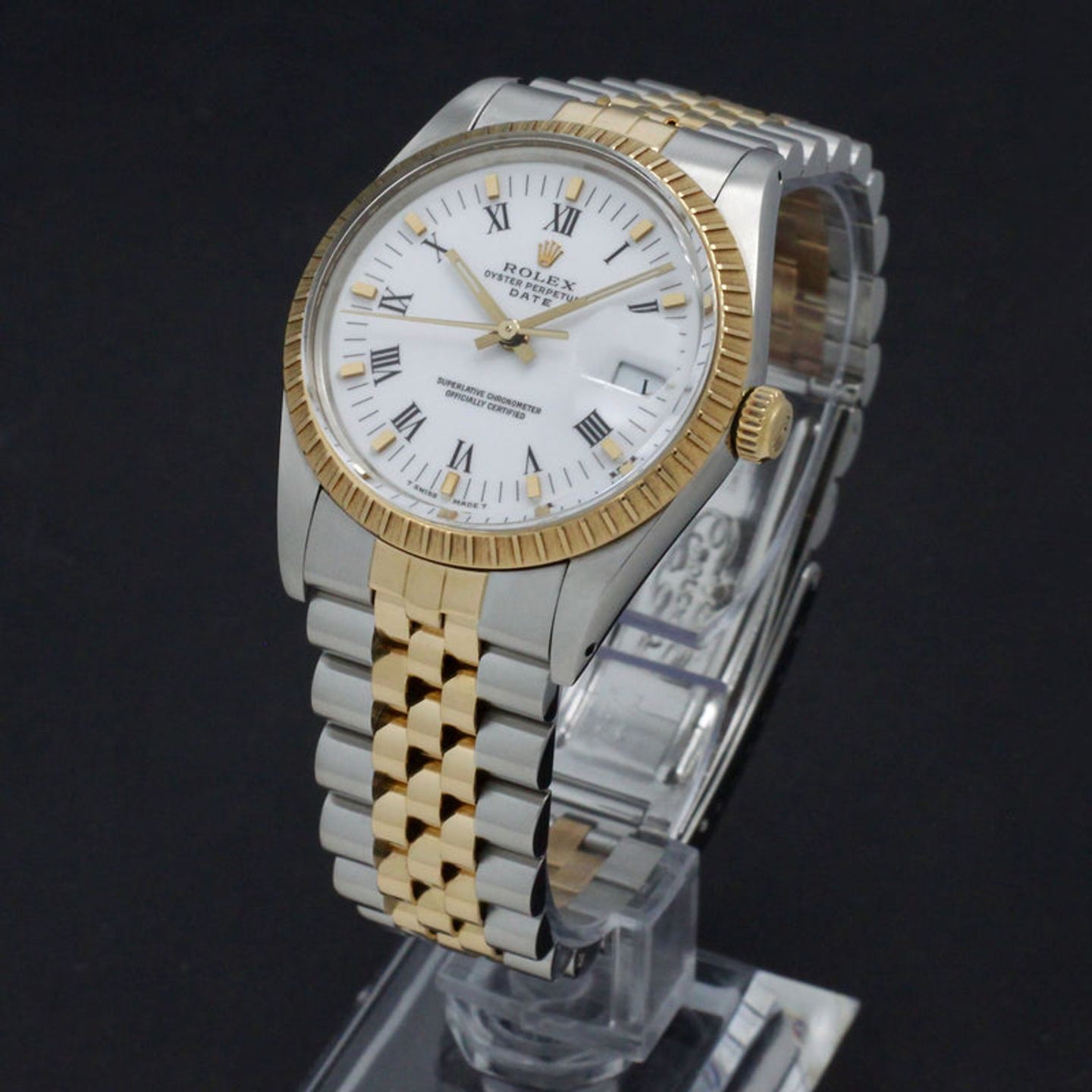 Rolex Oyster Perpetual Date 15053 (1989) - White dial 34 mm Gold/Steel case (2/7)
