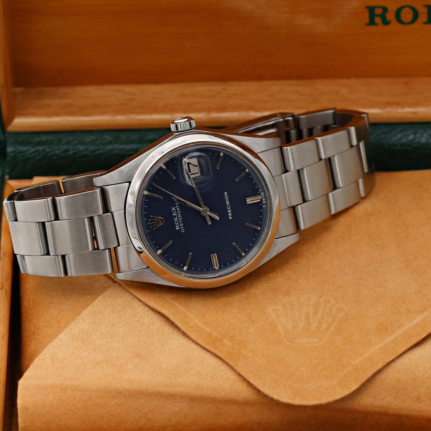Rolex Oyster Precision 6694 (Unknown (random serial)) - Blue dial 34 mm Steel case (2/8)