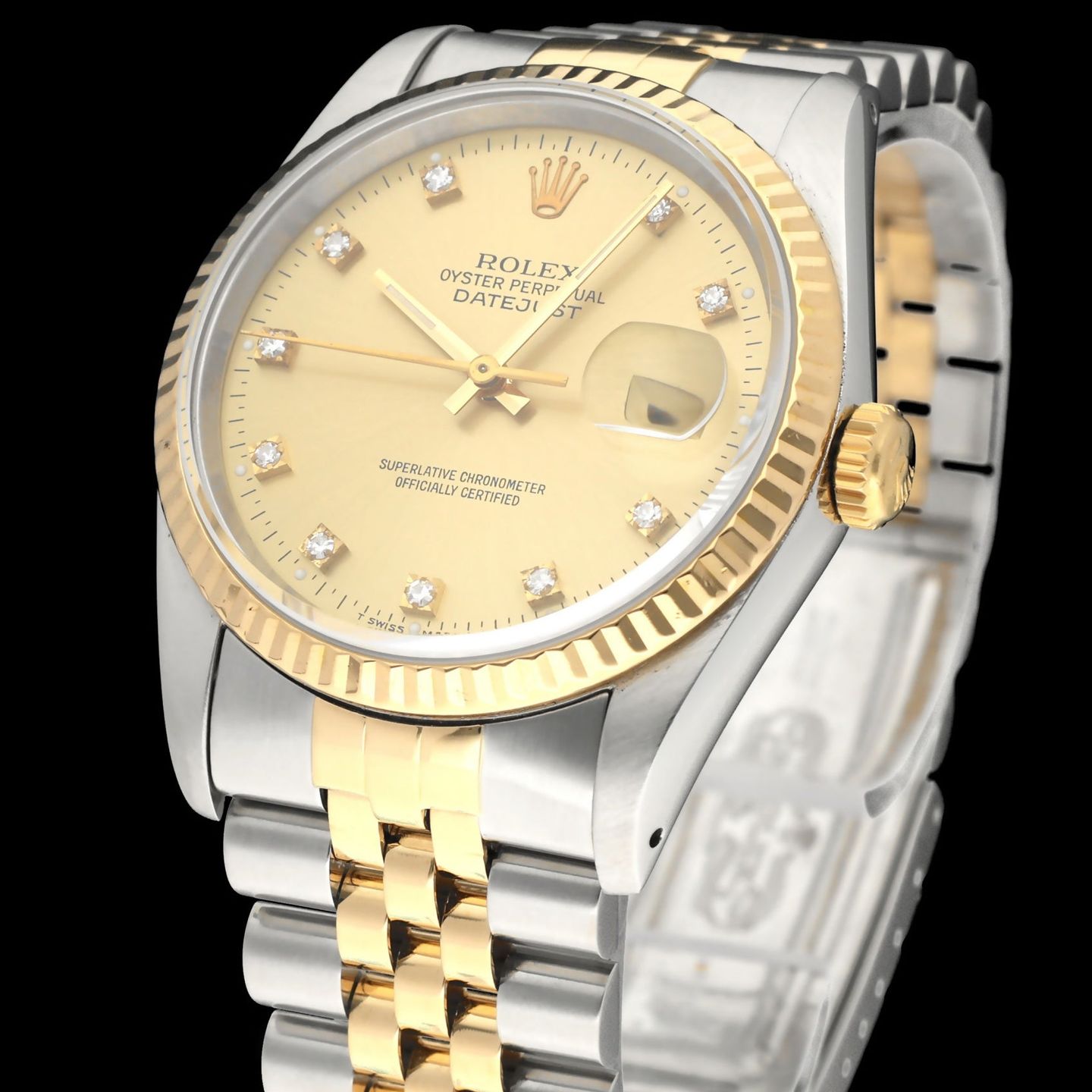 Rolex Datejust 36 16233G (1990) - Champagne dial 36 mm Gold/Steel case (6/8)