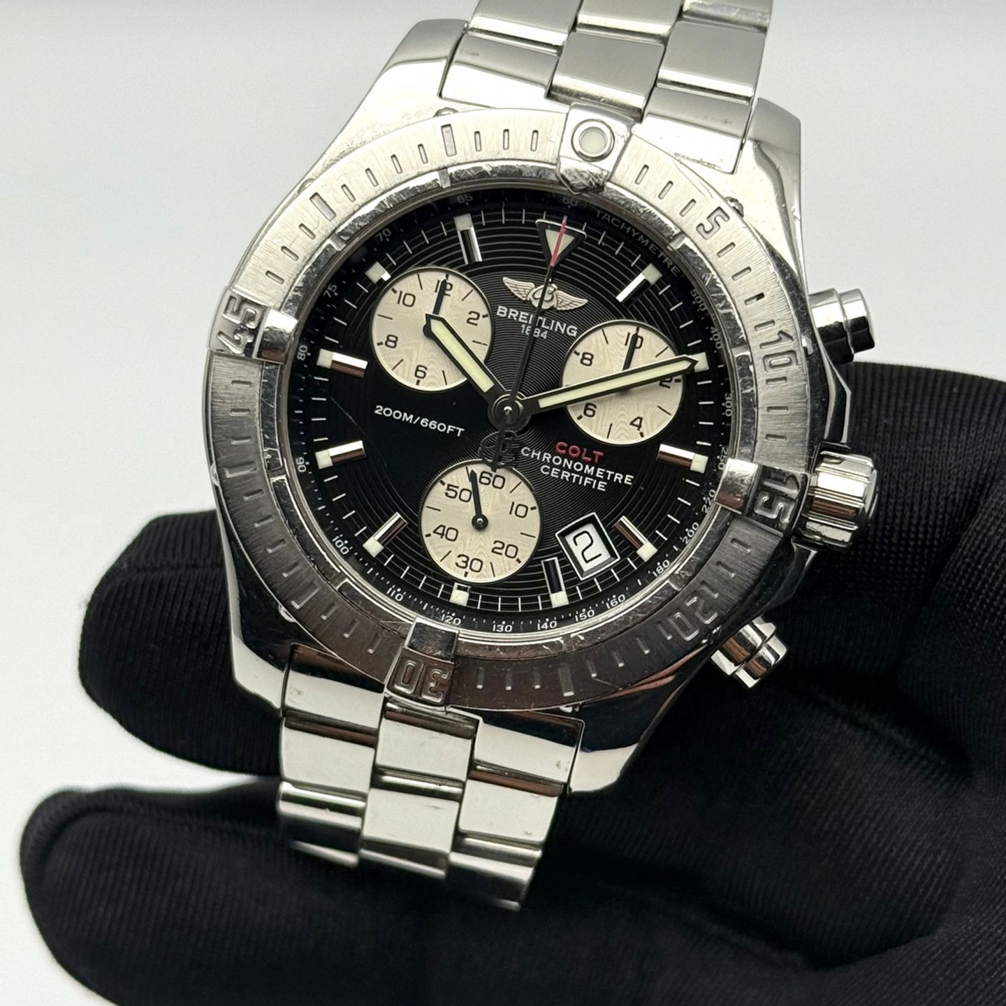 Breitling Colt Chronograph A73380 (2005) - Black dial 41 mm Steel case (3/8)