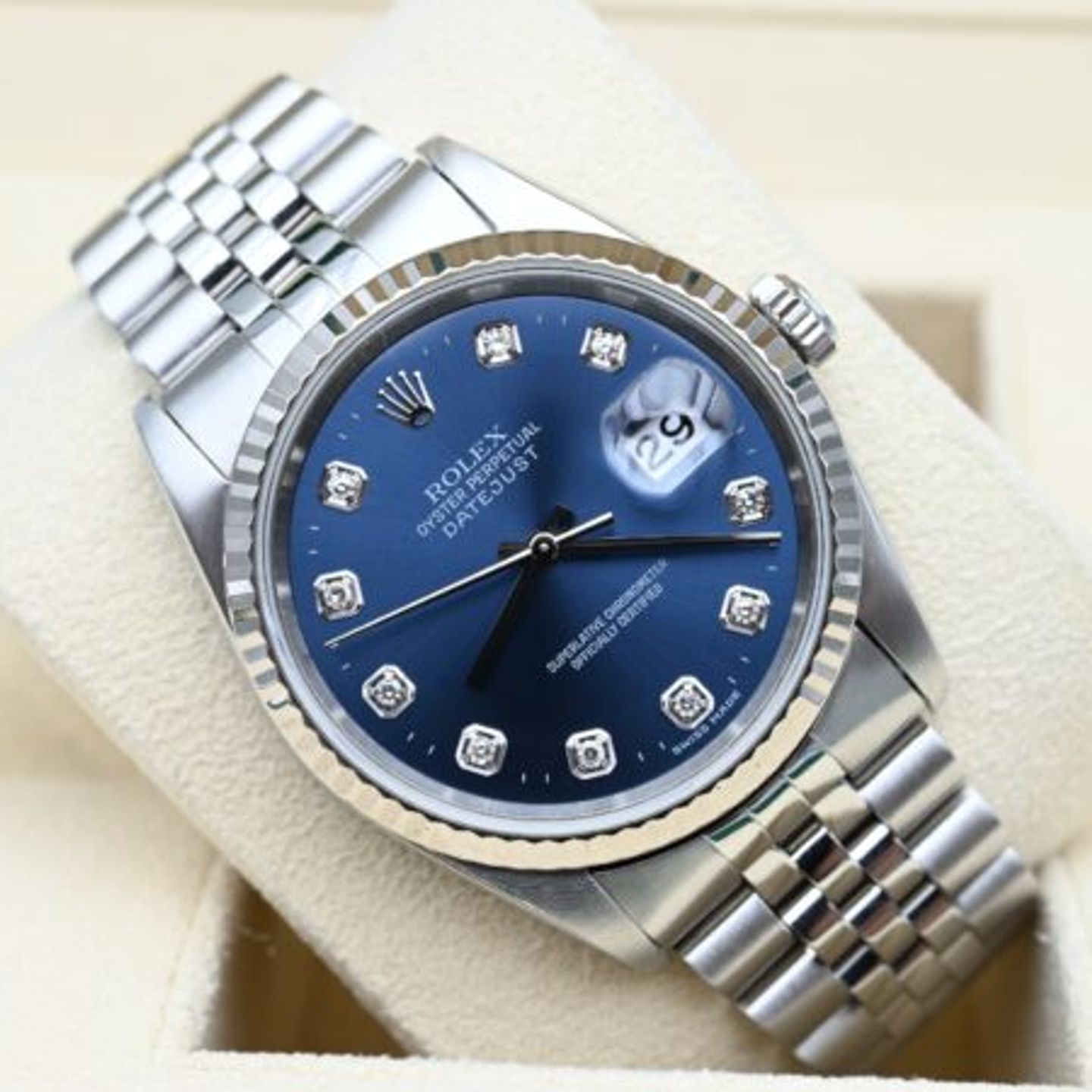 Rolex Datejust 36 16234 (1995) - Blauw wijzerplaat 36mm Staal (1/8)