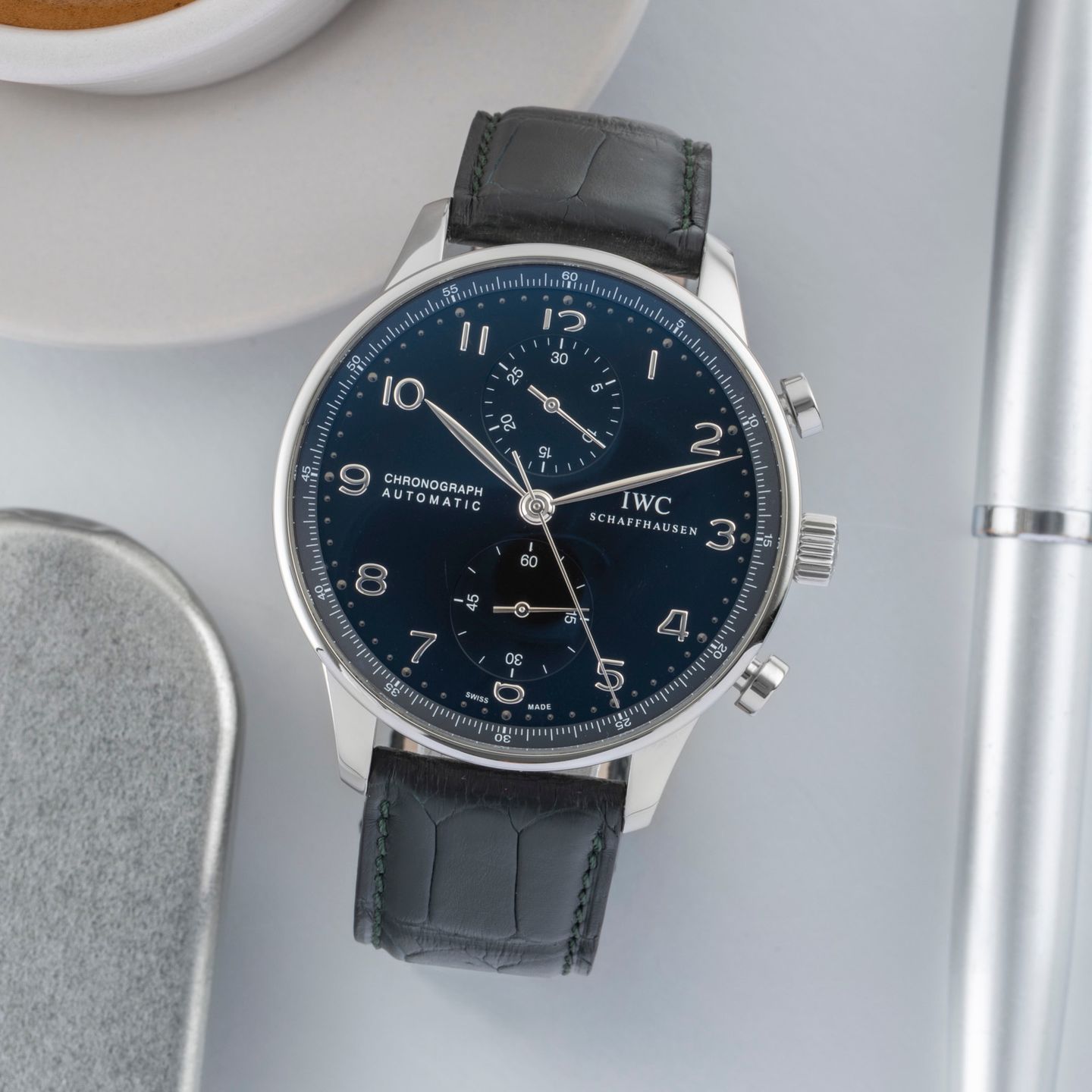 IWC Portuguese Chronograph IW371447 (Unknown (random serial)) - Black dial 41 mm Steel case (1/8)