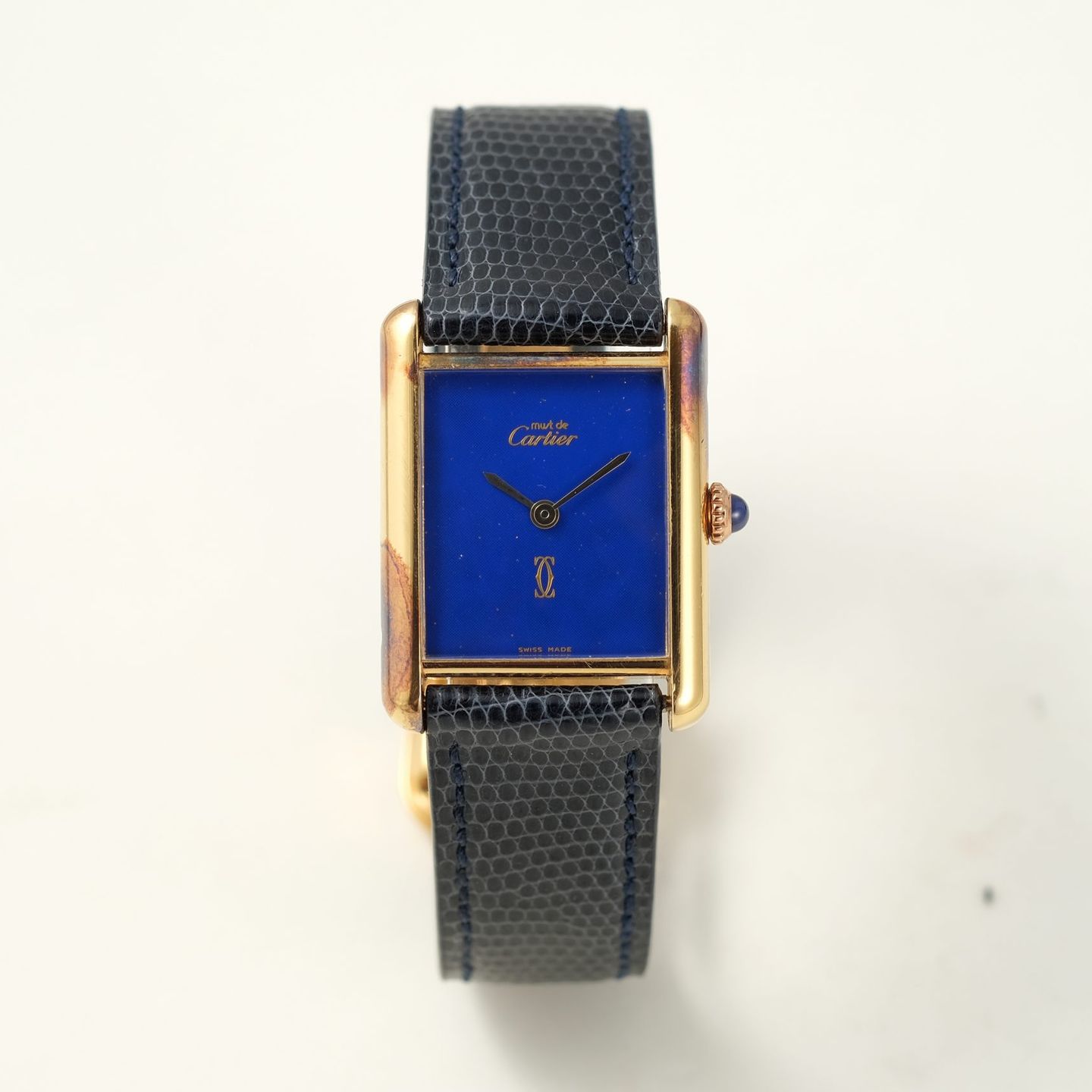 Cartier Tank Vermeil Unknown (1980) - Blue dial 30 mm Silver case (4/4)