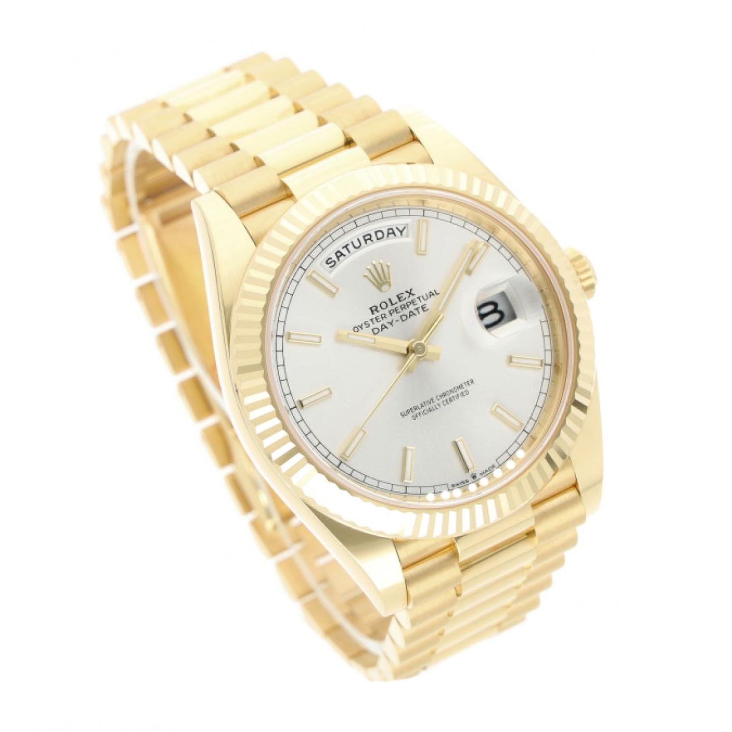 Rolex Day-Date 40 228238 (2023) - Silver dial 40 mm Yellow Gold case (3/5)