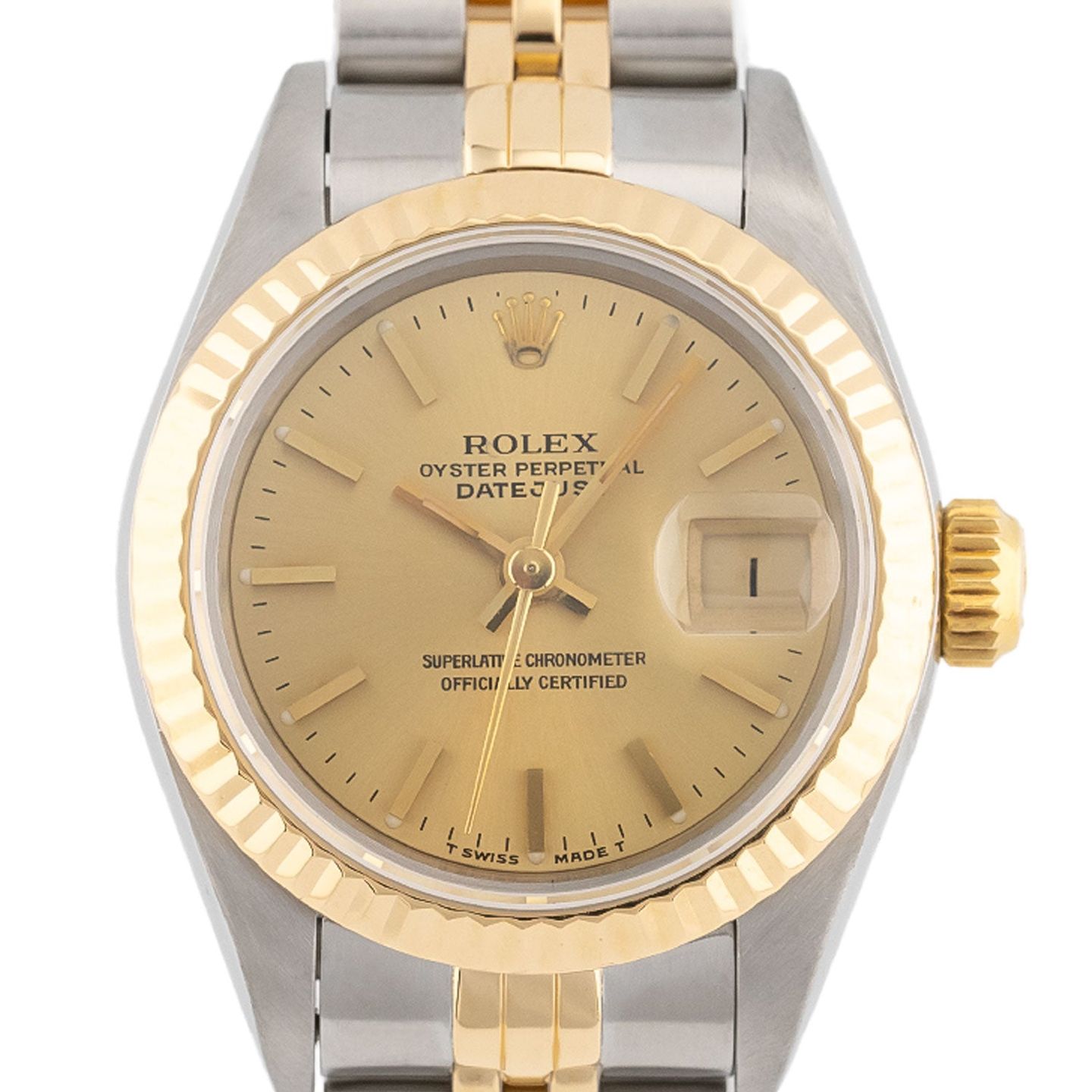 Rolex Lady-Datejust 69173 (Unknown (random serial)) - Champagne dial 26 mm Gold/Steel case (2/5)