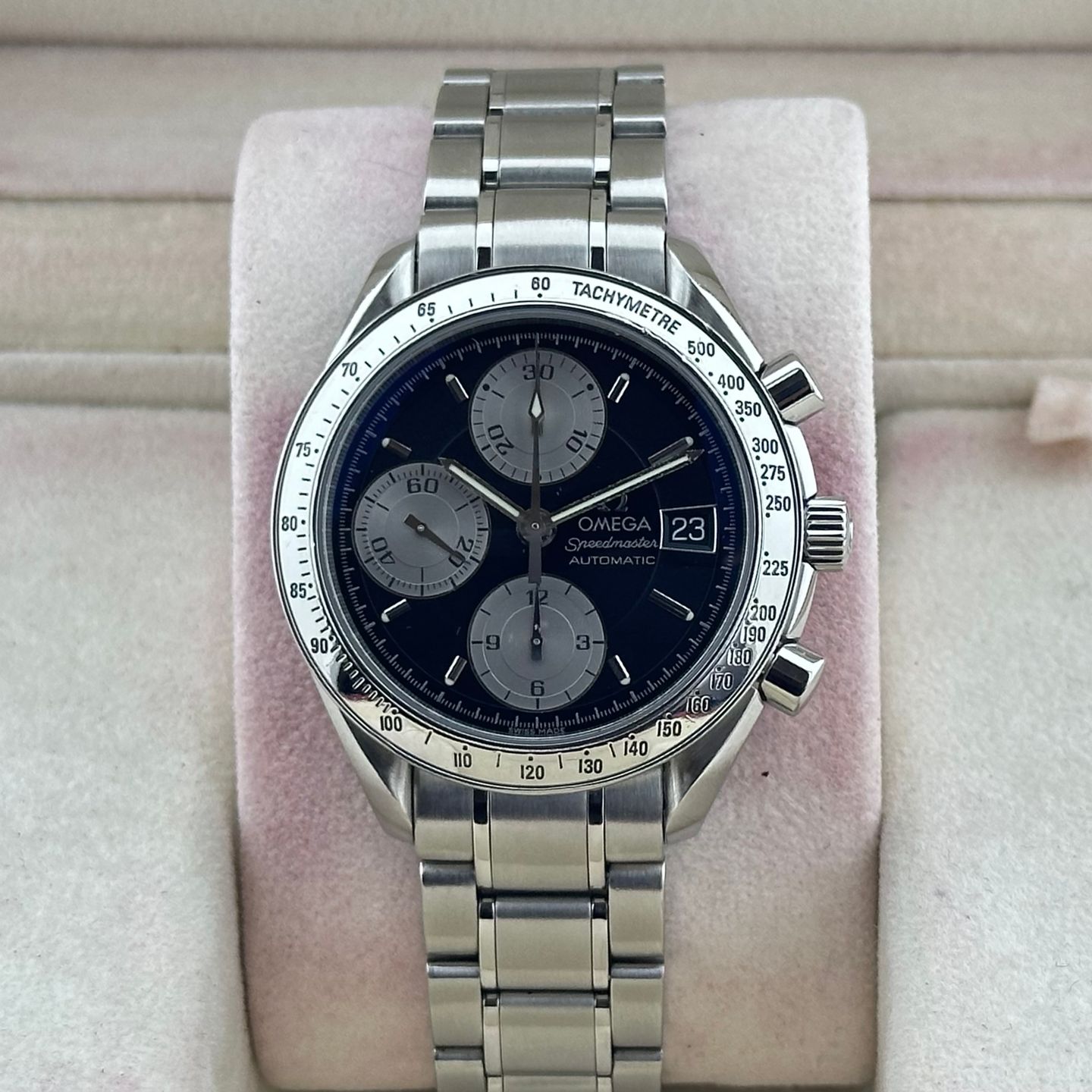 Omega Speedmaster Date 3513.51 (2001) - Zwart wijzerplaat 39mm Staal (1/8)