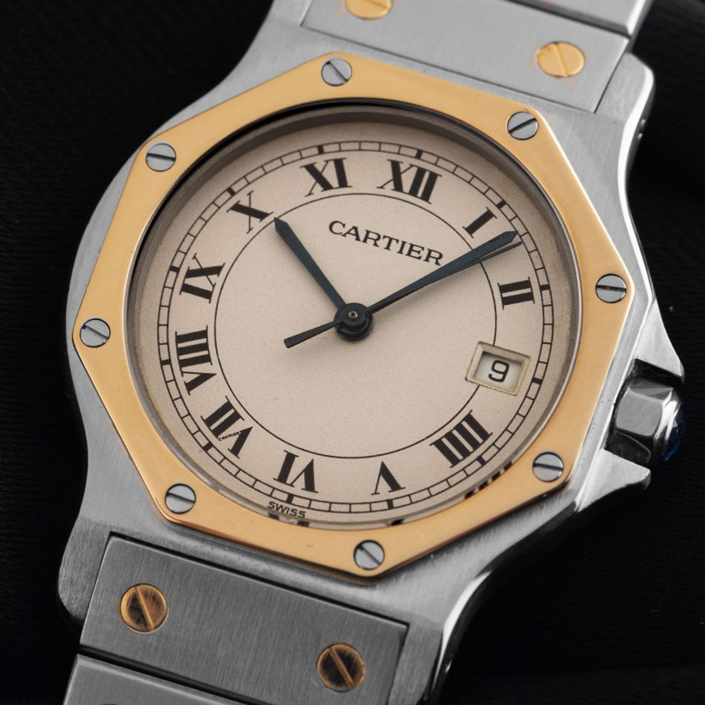 Cartier Santos 187902 (1993) - White dial 30 mm Gold/Steel case (3/8)