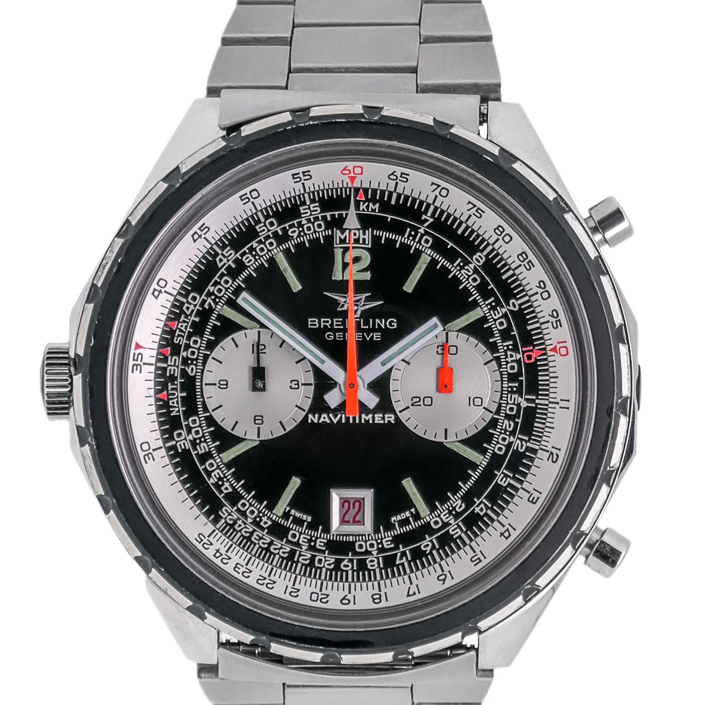 Breitling Chrono-Matic 1806 (1977) - Zwart wijzerplaat 49mm Staal (1/7)